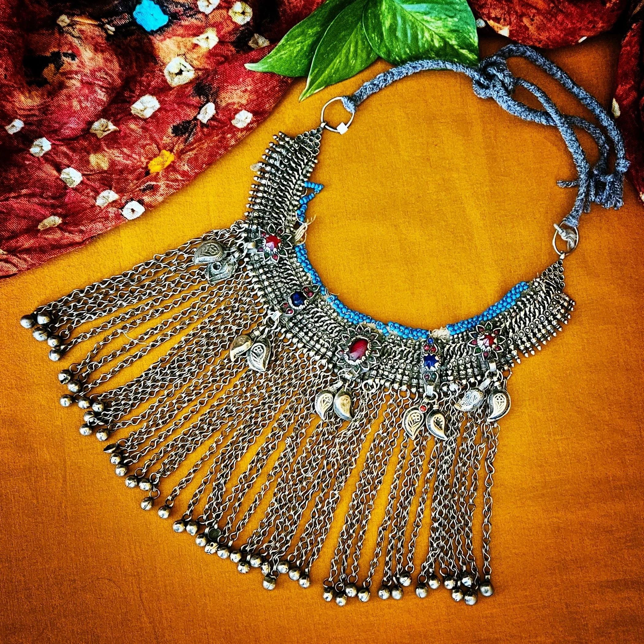 Vintage Waziri Necklace - Tribal Belly Dance Choker - Bells Jewels