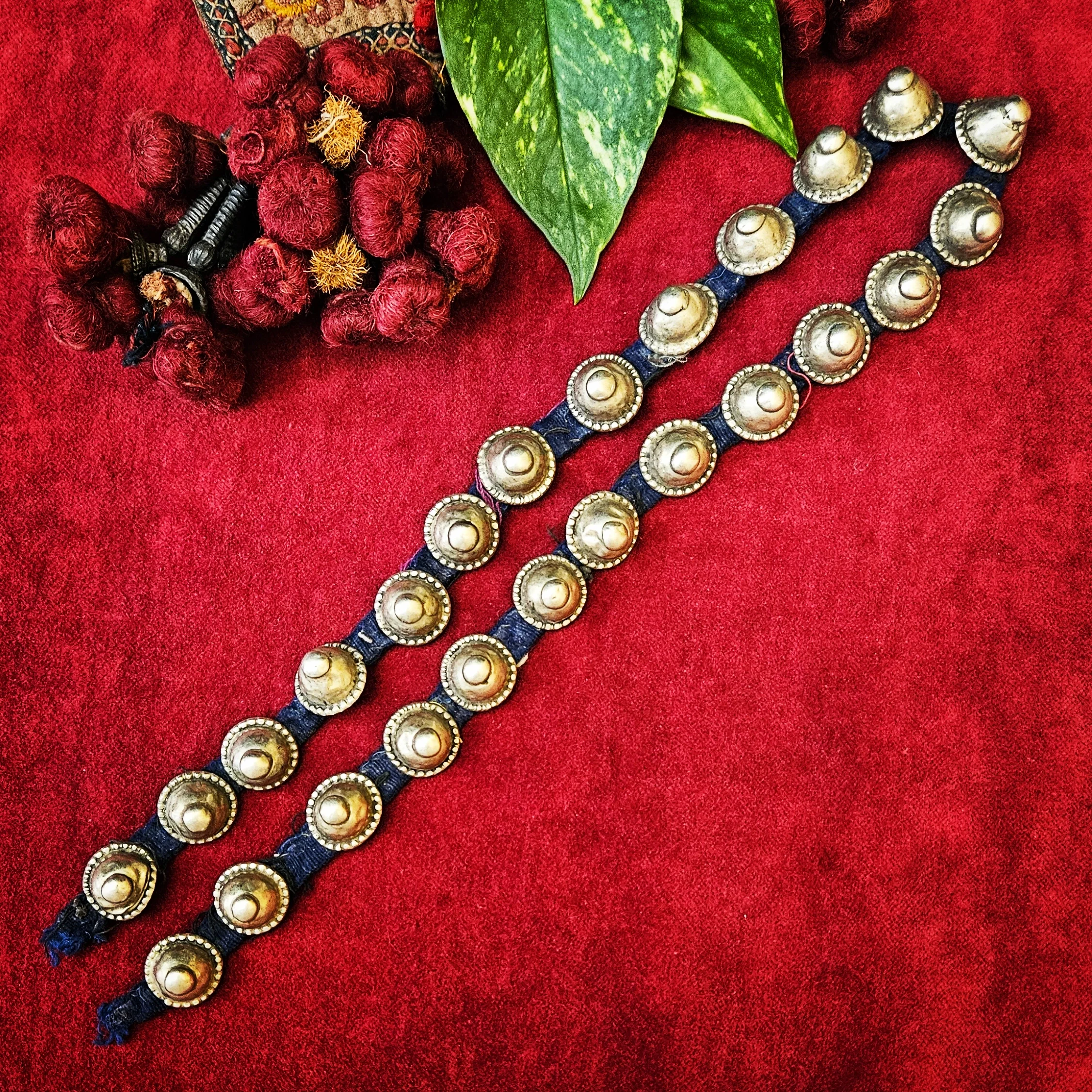 Vintage Turkoman Buttons on Cord - 22 Vintage Tribal Buttons - Belly Dance DIY