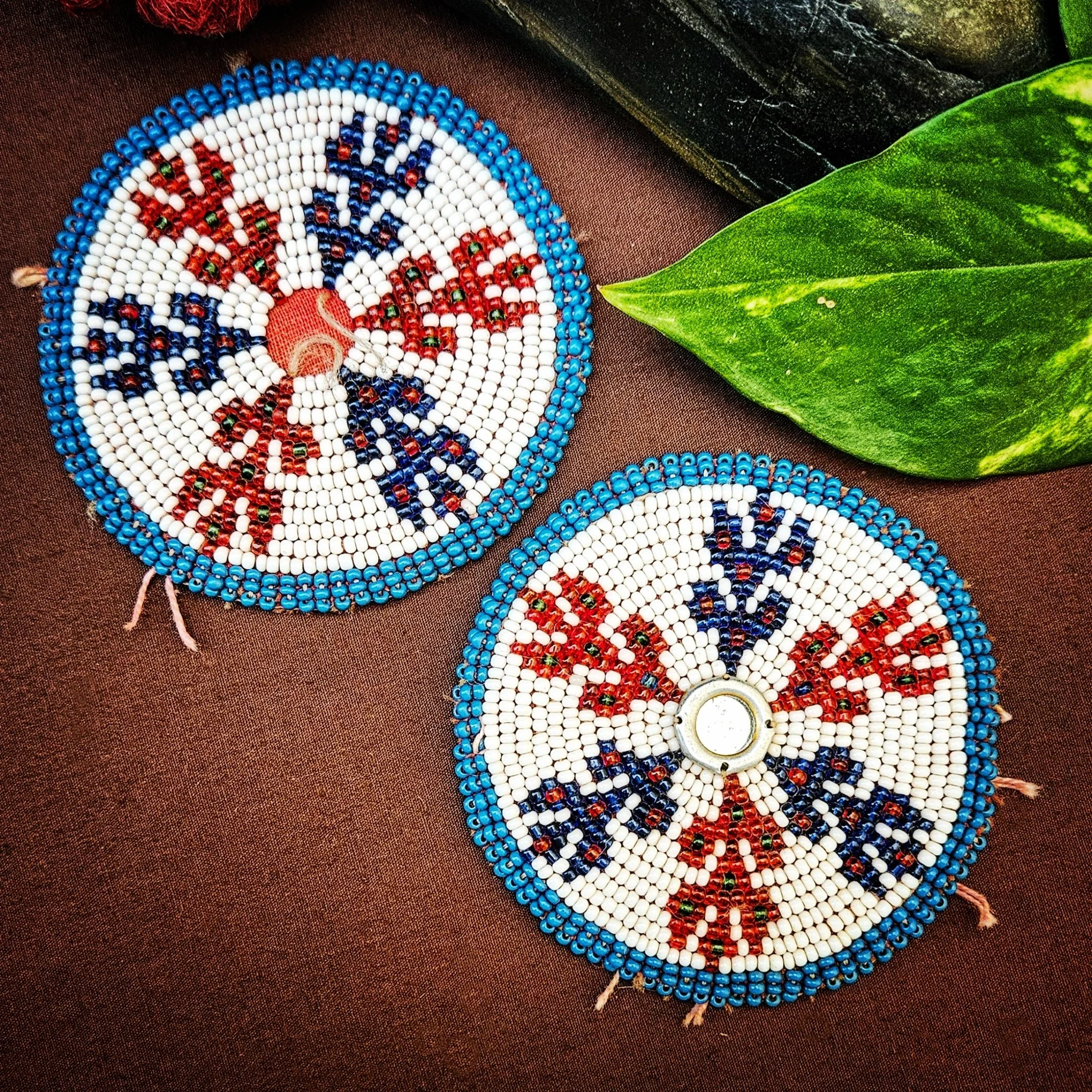 Kuchi Bead medallions - Vintage Beaded Gul i Peron - PAIR - 3 Inches - Belly Dance