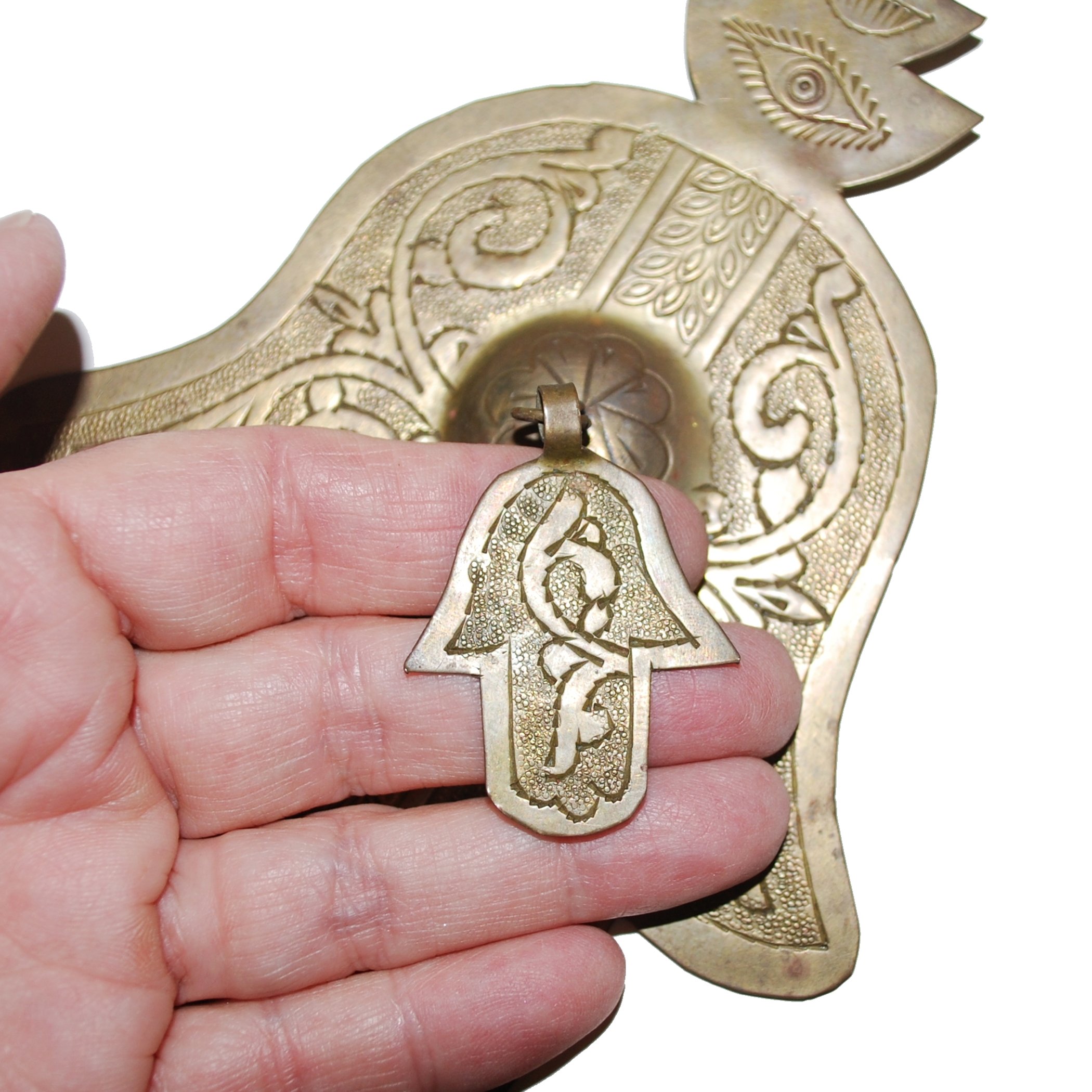 XL Moroccan Hamsa Pendant - Hand of Fatima - Extra Large Vintage Berber Hamsa