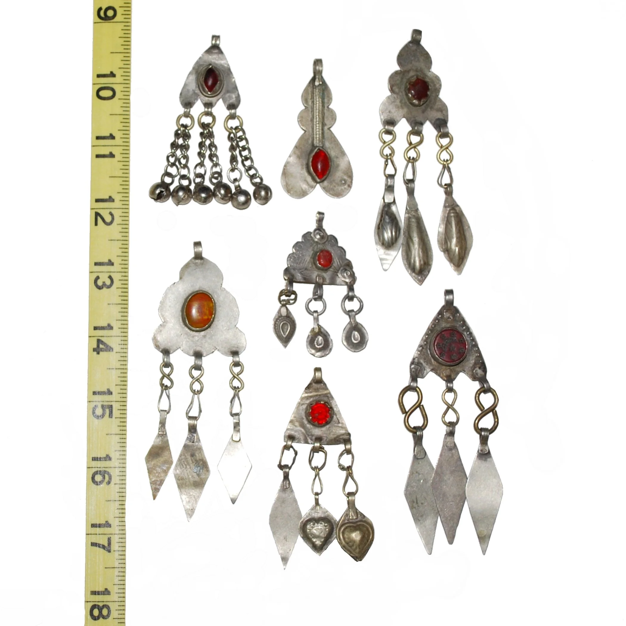 Turkoman Vintage Pendants - 7 Small Tribal Pendants - Belly Dance DIY Small Pendants