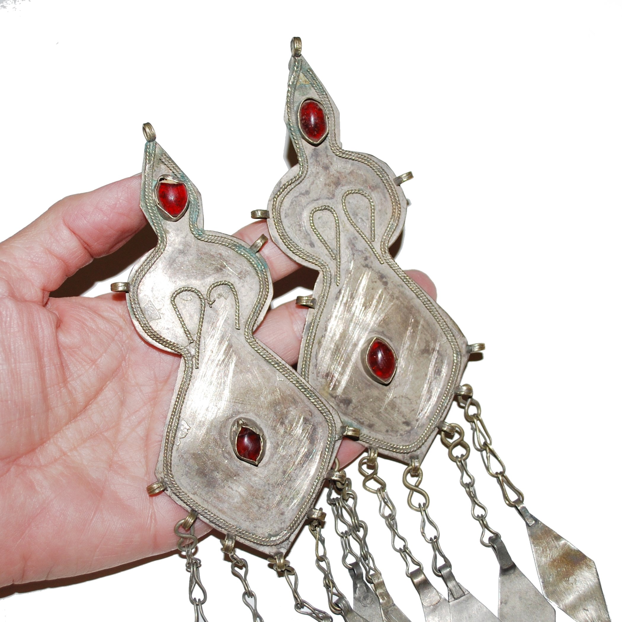 Turkoman Tribal Pendants - Vintage Turkman PAIR - Belly Dance Pendants