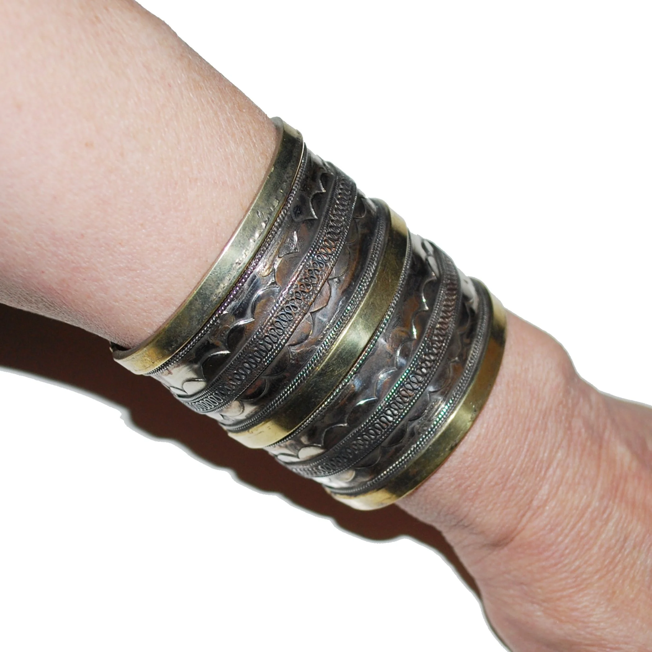 Turkoman Cuff Bracelets - PAIR - Turkmen Style Bracelet - Northern Afghanistan