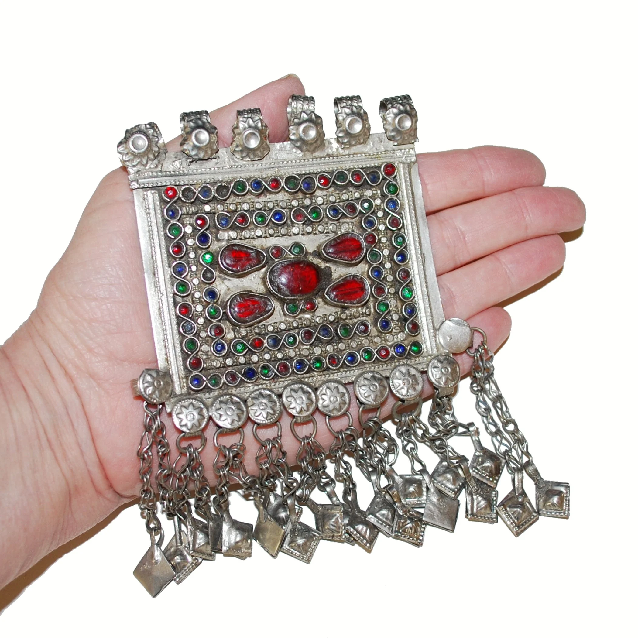 Large Vintage Kuchi Square Pendant - Pendants for Tribal Belly Dance Costuming