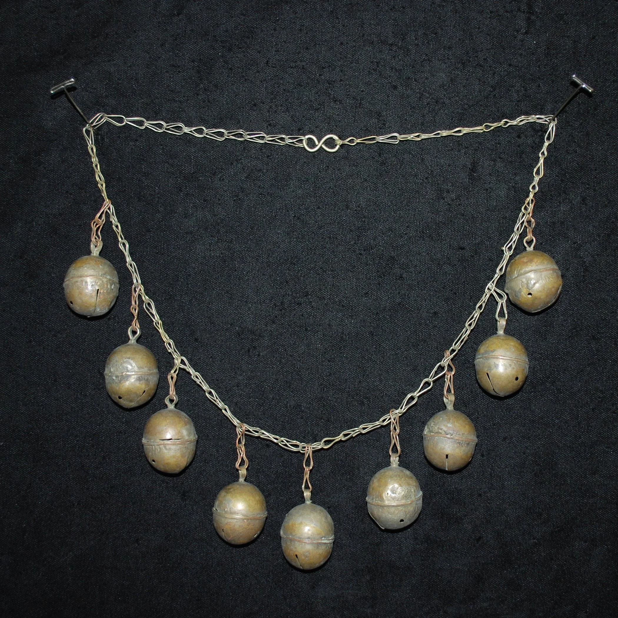 Turkoman Vintage Bells - Nine XL Bells on Chain - Tribal Turkman Bells Necklace