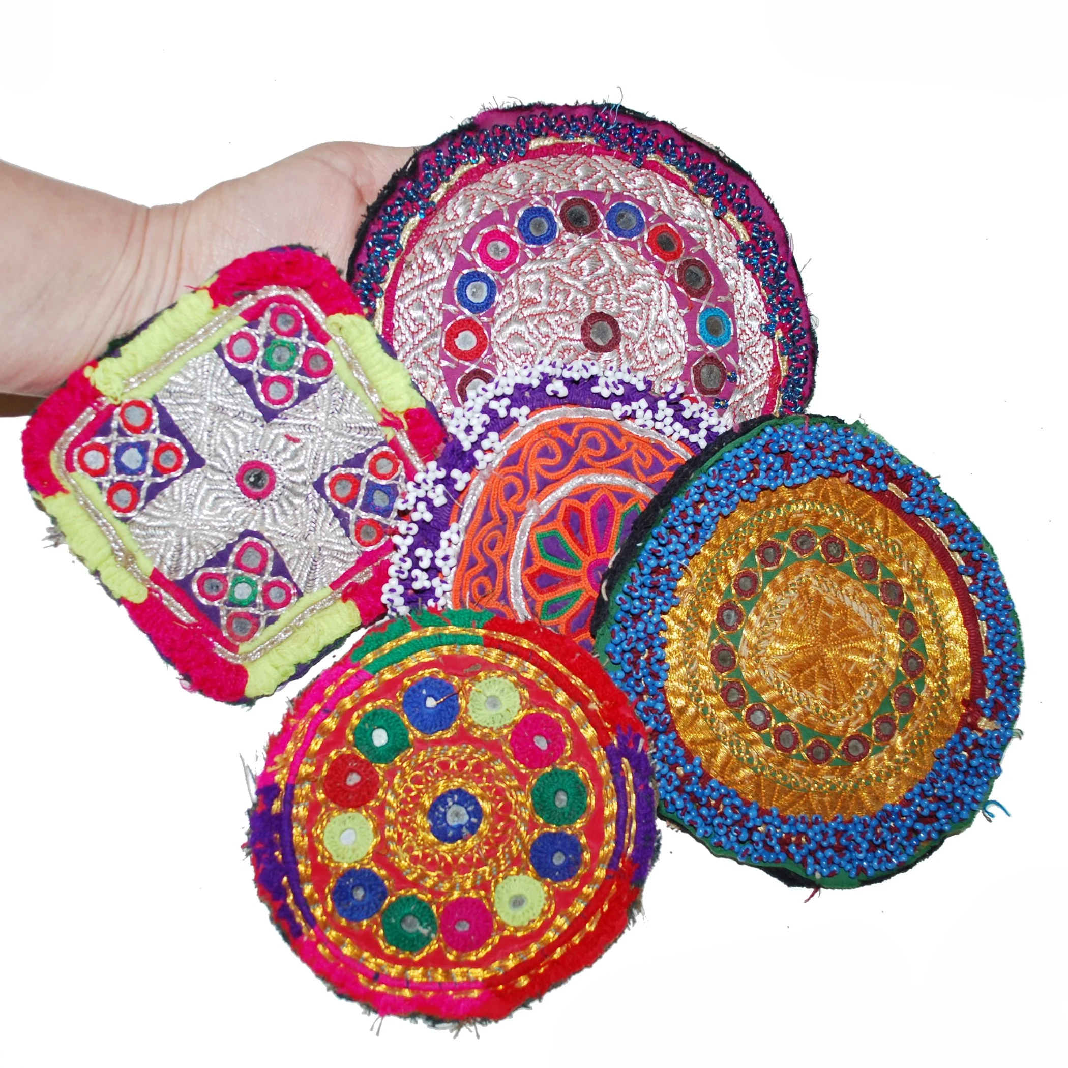 Kuchi Beaded Gul - Lot of  5 Pieces - Vintage Embroidery Medallions - Patches