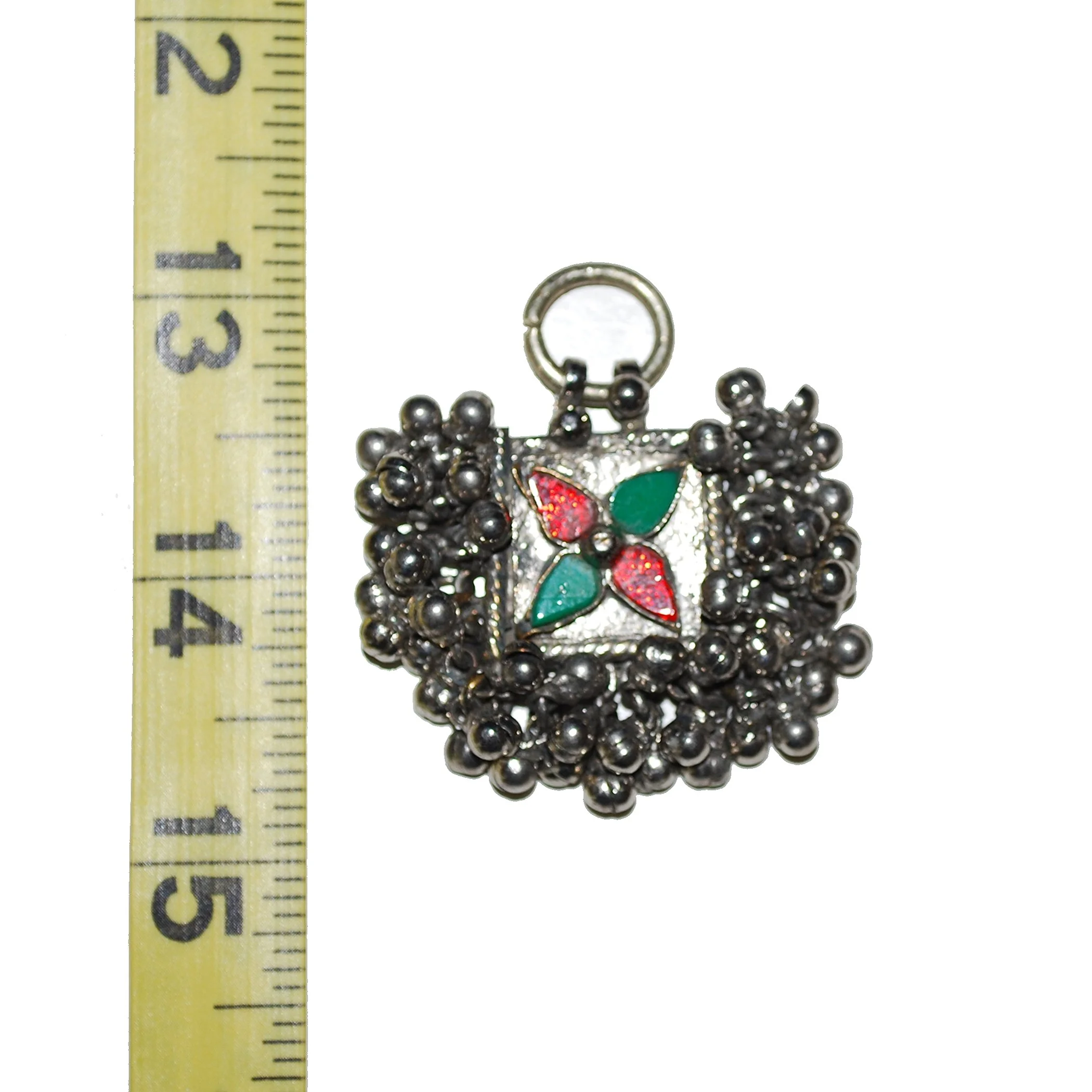 Single Vintage Tikka Kuchi Pendant - Tribal Jewel - Belly Dance Tiny Square