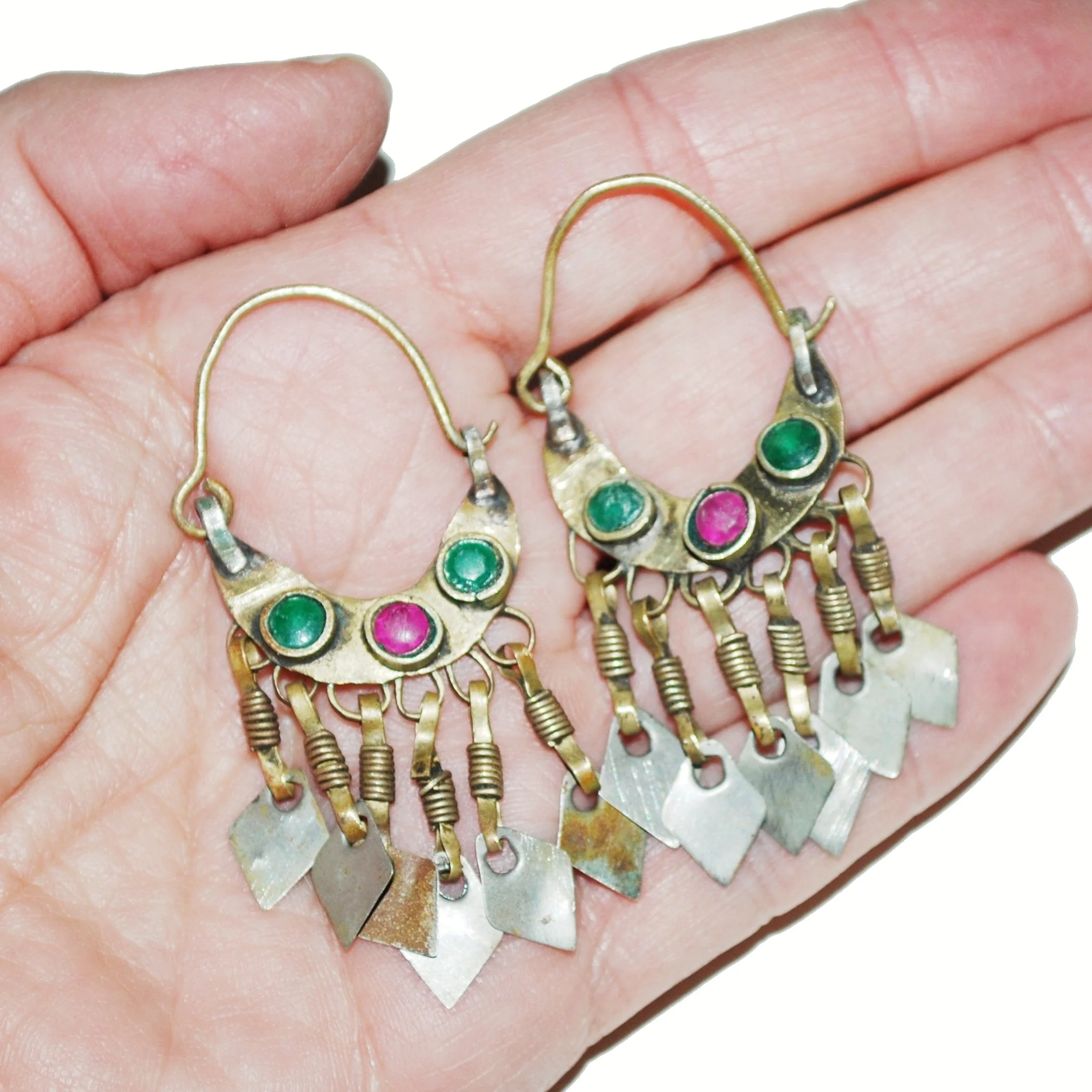 Kuchi-Style Small Crescent Earrings - Brassy Crescent Earrings for Belly Dance