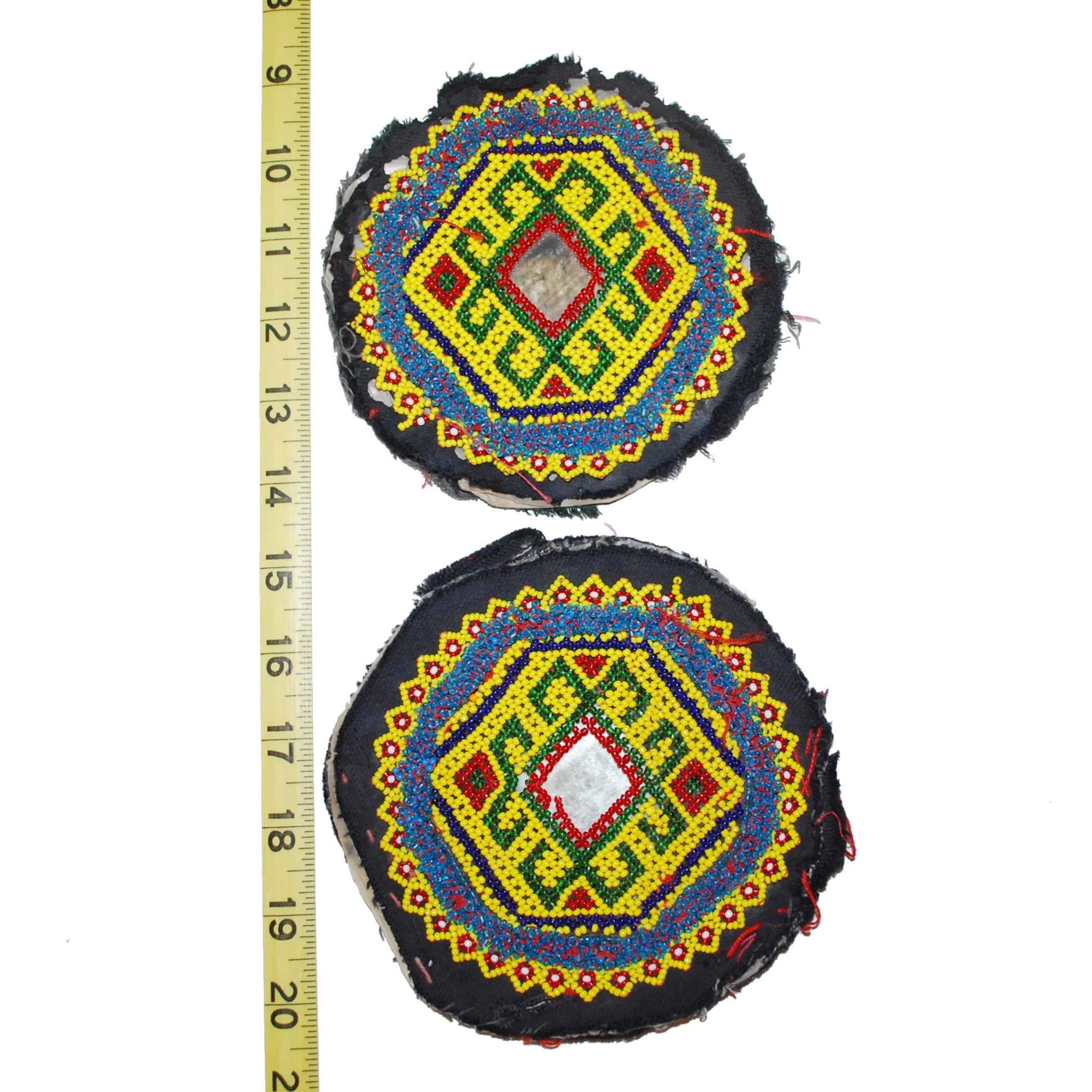 Vintage Kuchi Bead Medallions - Gul i Peron - PAIR - 5 Inches - Costume DIY
