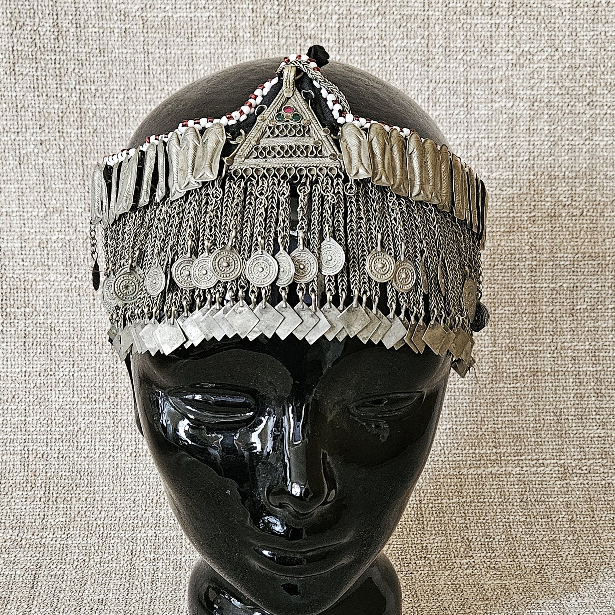 Vintage Hazara Headpiece - Fish Links - Hazaragi Headwear for Belly Dance