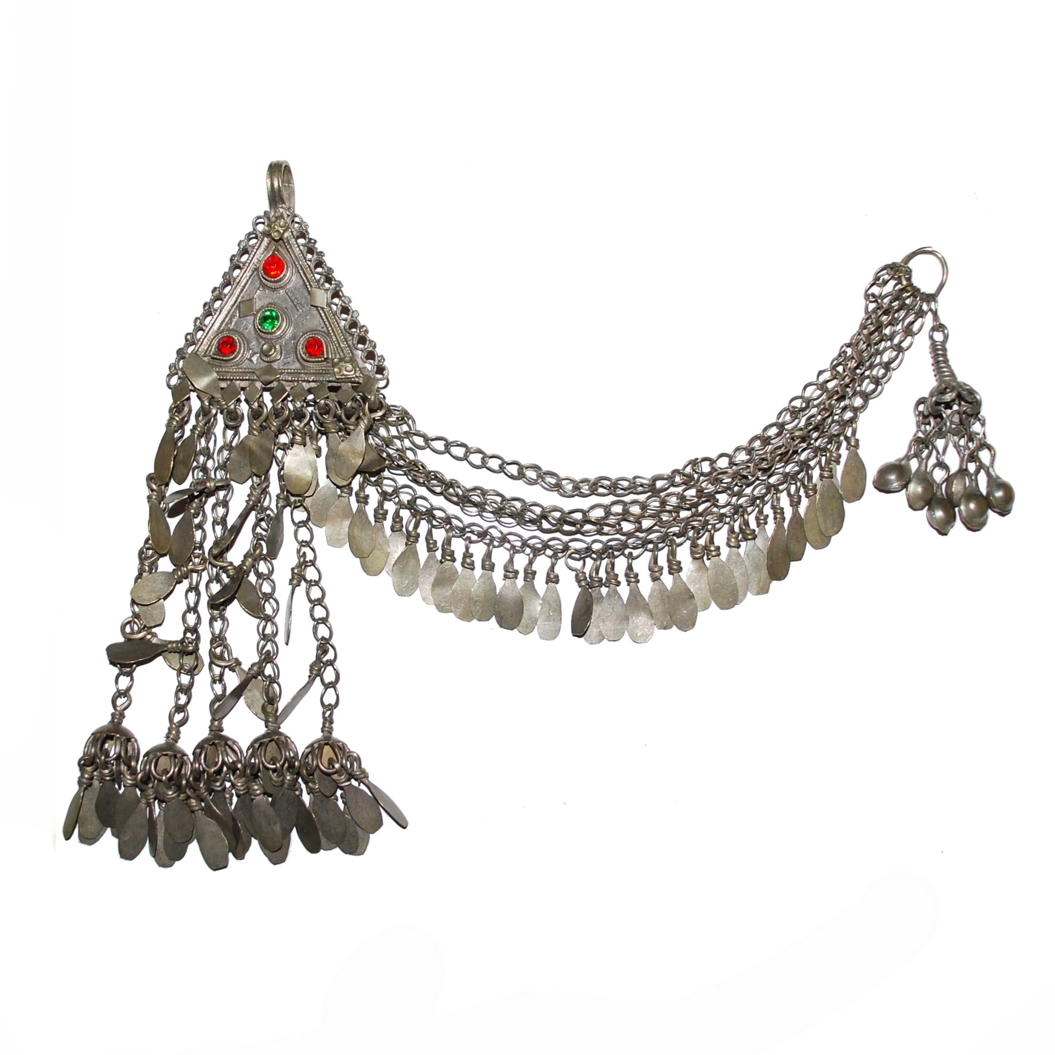 Vintage Kuchi Tribal Pendant for Belly Dance - Drape Pendant with Tassel Dangles
