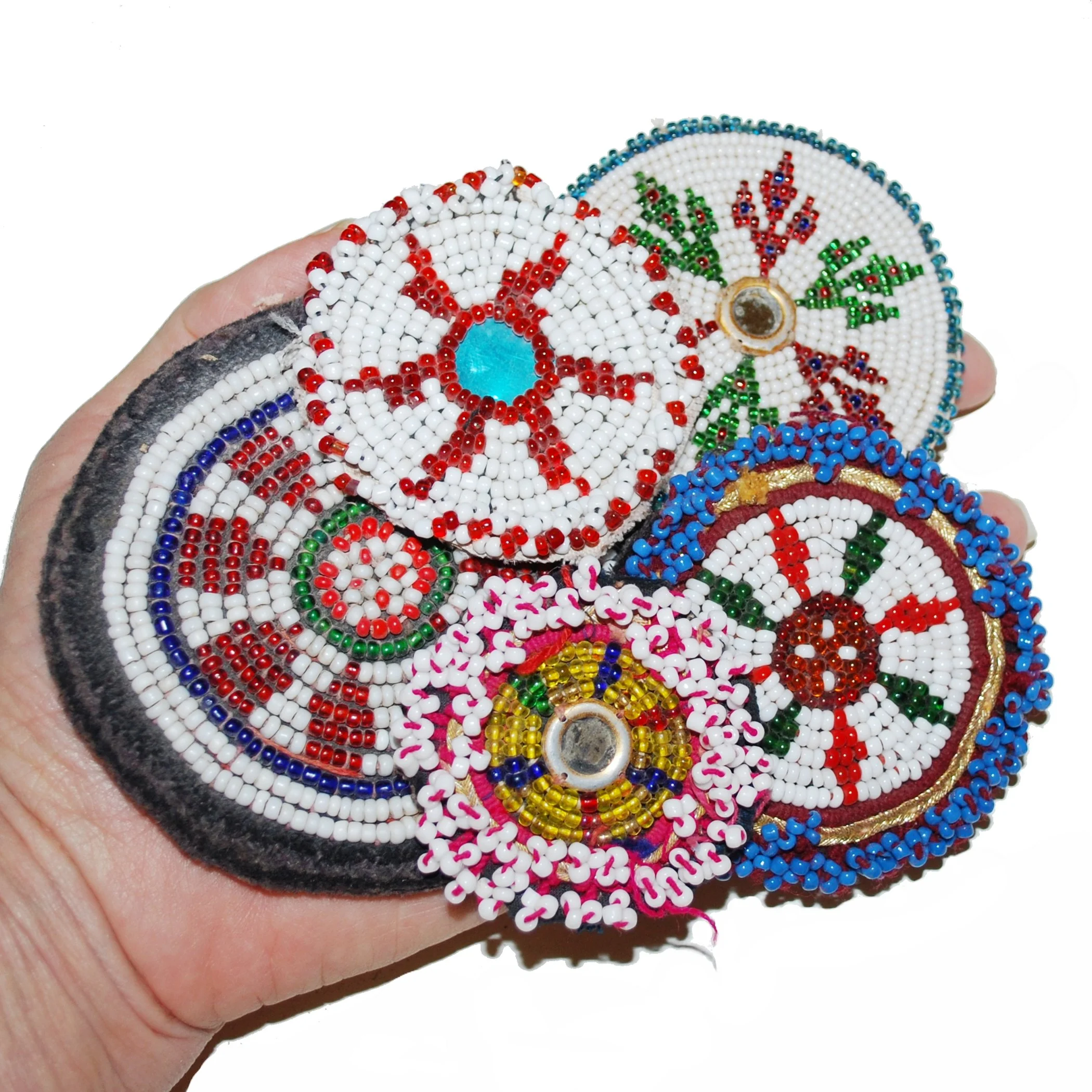 Kuchi Beaded Medallions Lot of  5 Pieces -  Vintage Gul i Peron - Belly Dance DIY