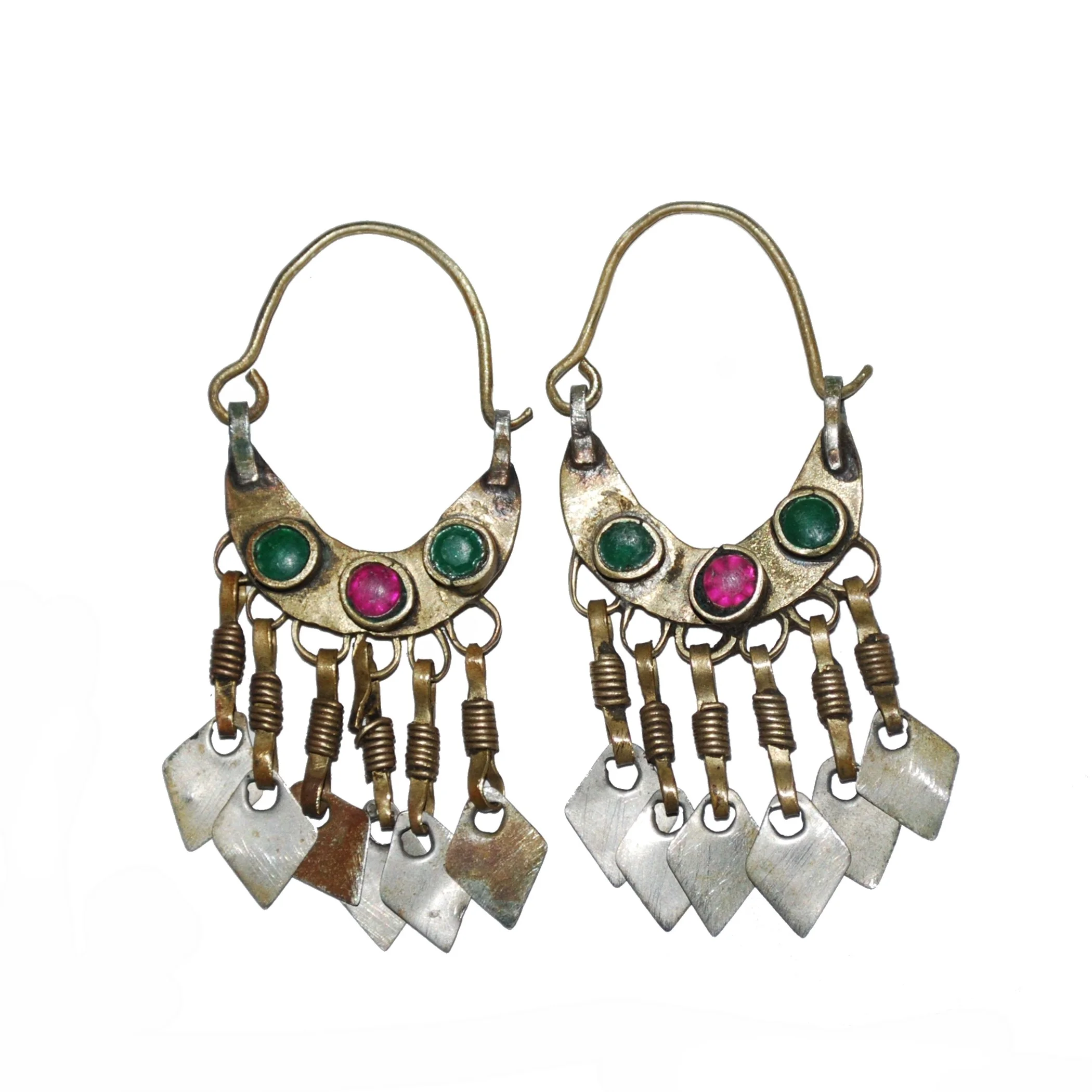 Kuchi-Style Small Crescent Earrings - Brassy Crescent Earrings for Belly Dance