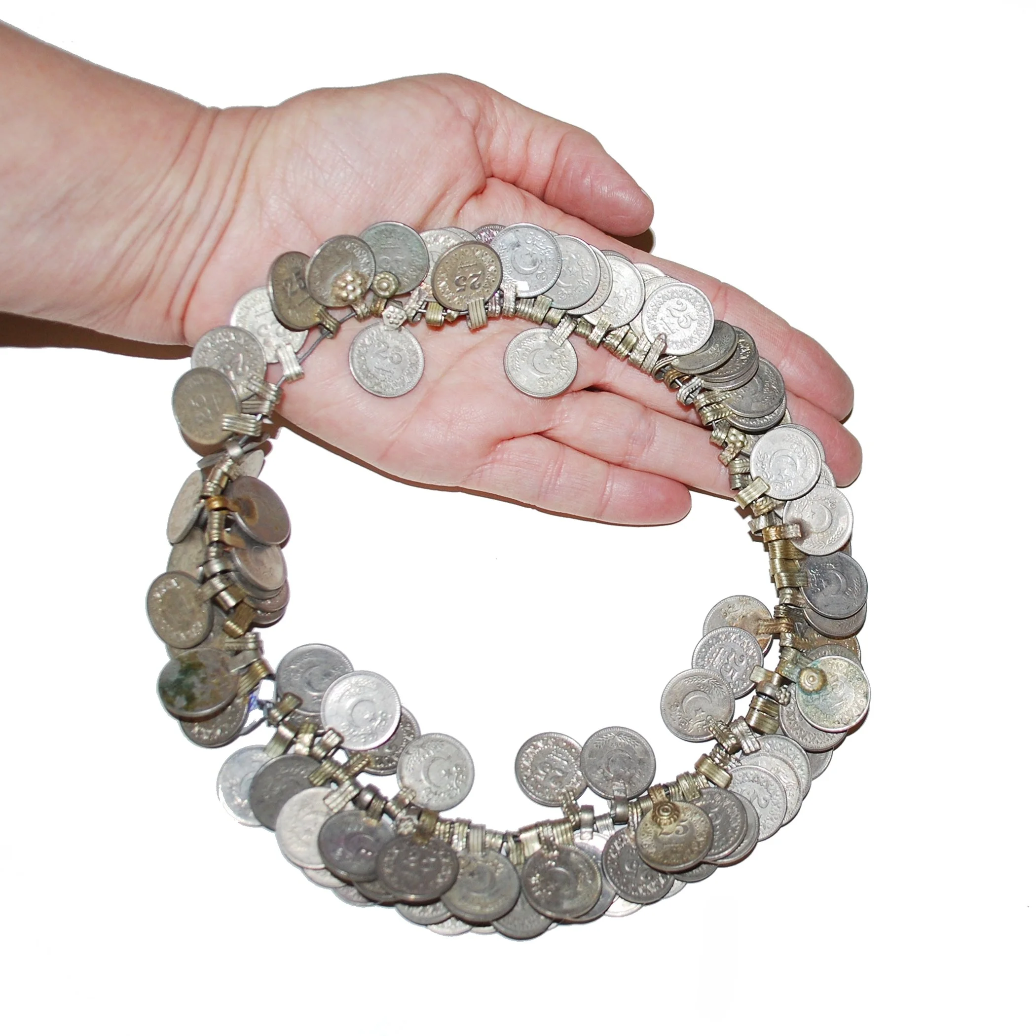 Vintage Kuchi Coins - 100 Small Tribal Coins - Belly Dance DIY Coins on Wire