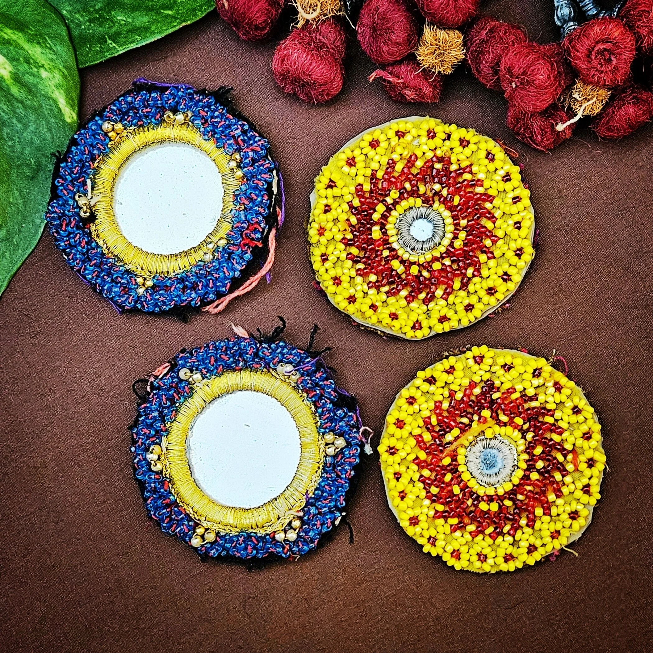 Kuchi Medallions Lot of  4 Pieces / 2 pair -  Vintage Gul i Peron - Round Tikka Medallions