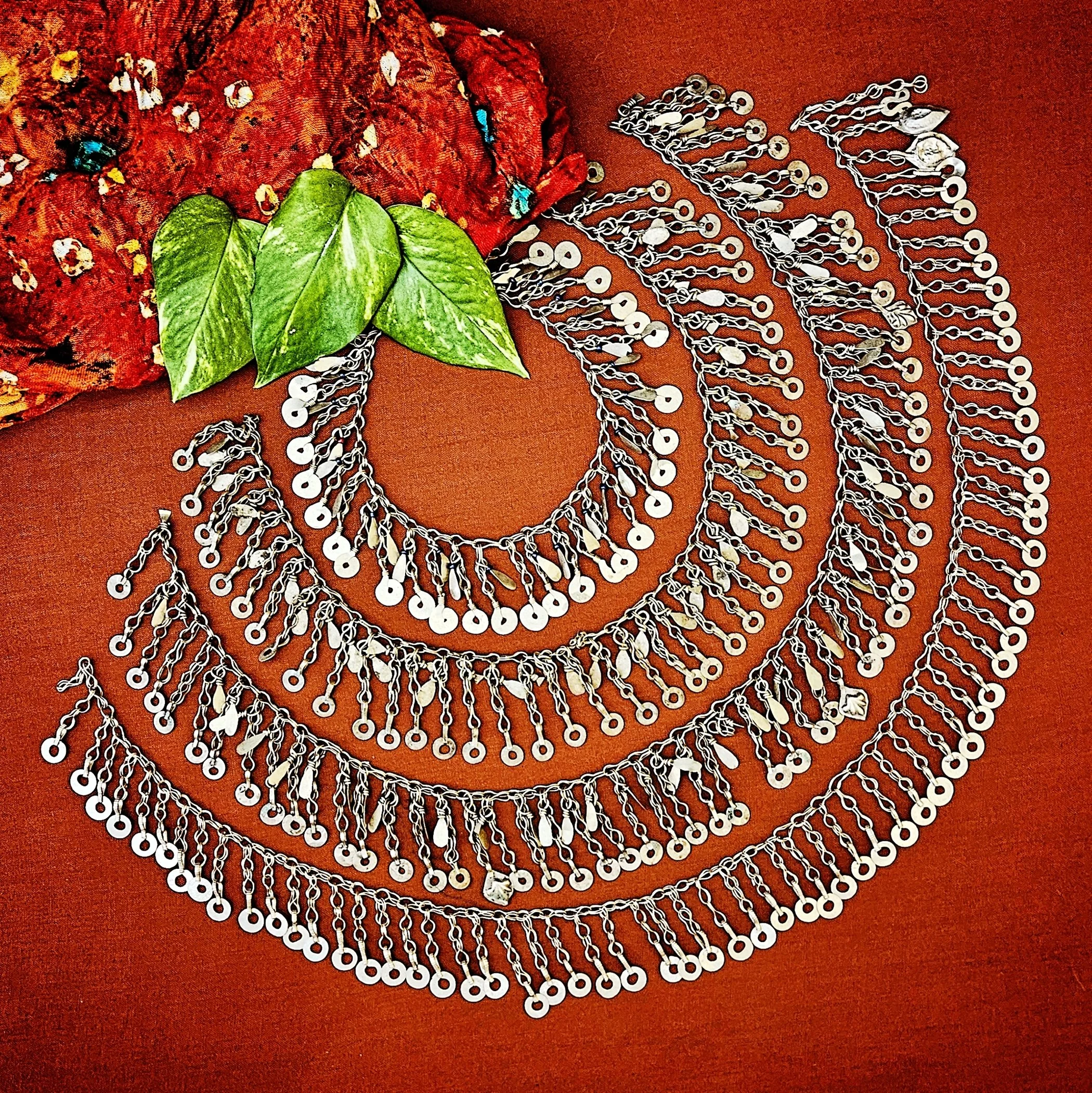 Kuchi Chain Fringe - Four Pieces Vintage Tribal Chain Fringe for  Belly Dance DIY