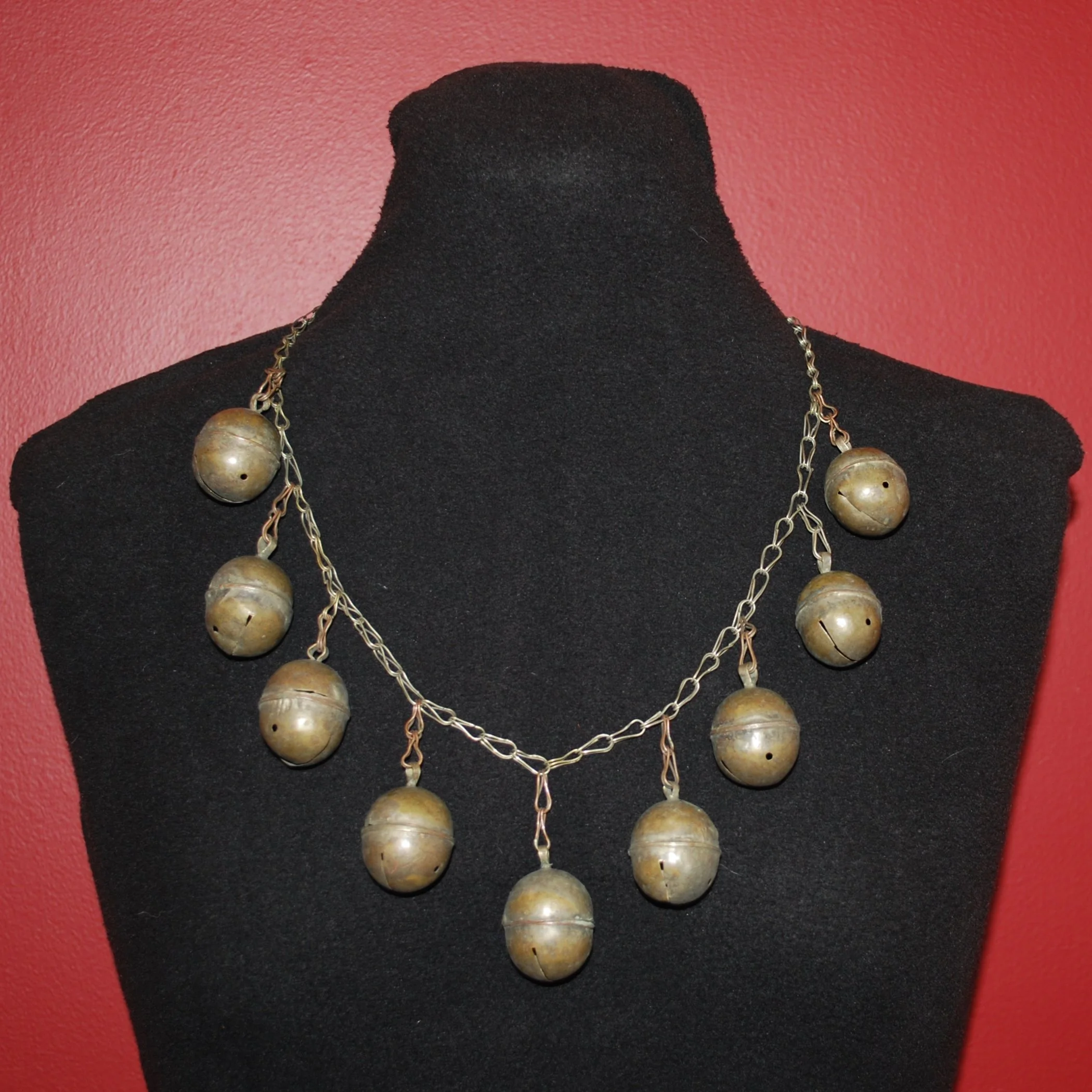 Turkoman Vintage Bells - Nine XL Bells on Chain - Tribal Turkman Bells Necklace