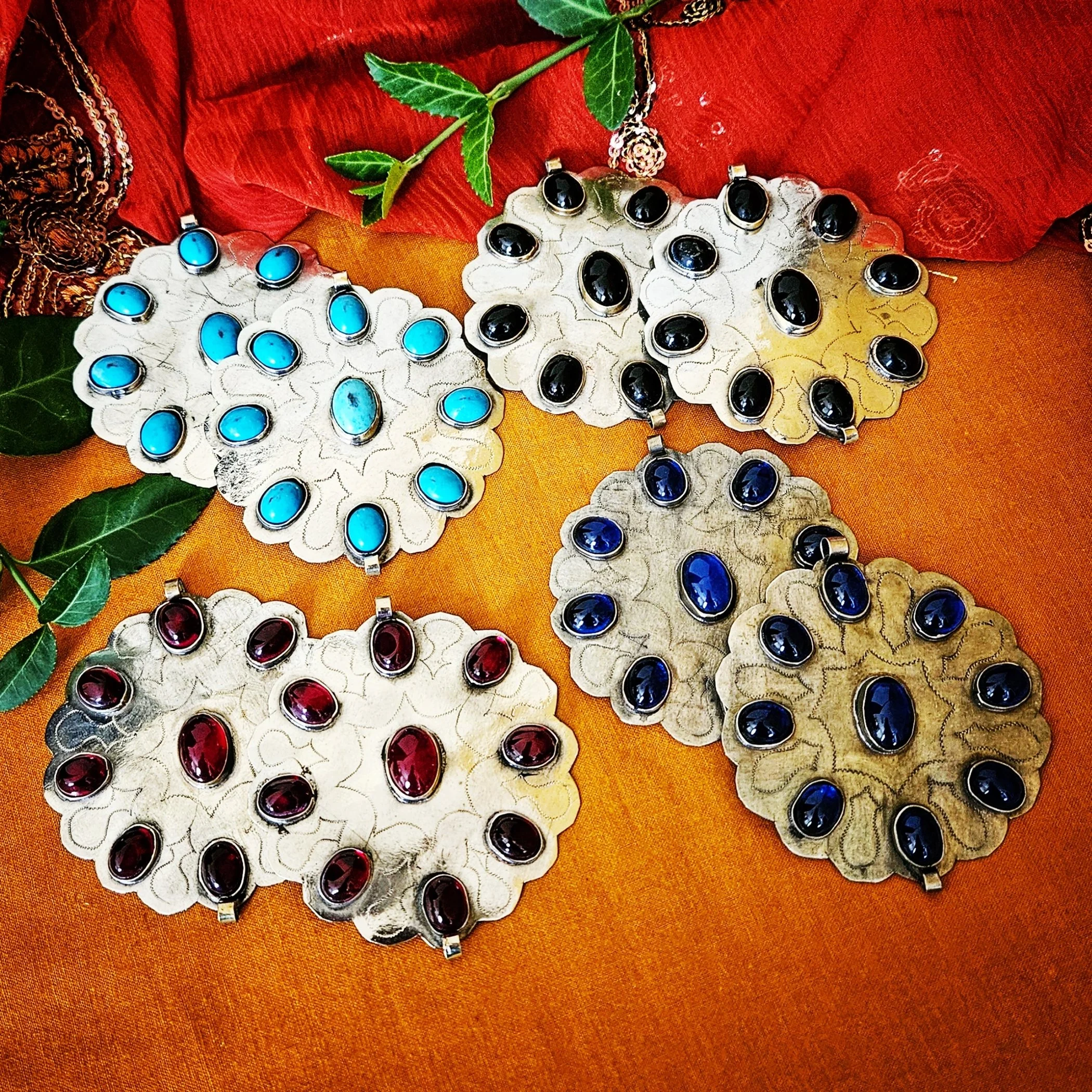 New Turkoman Style Link Pendants - Belly Dance DIY  - Red Black Blue Turquoise