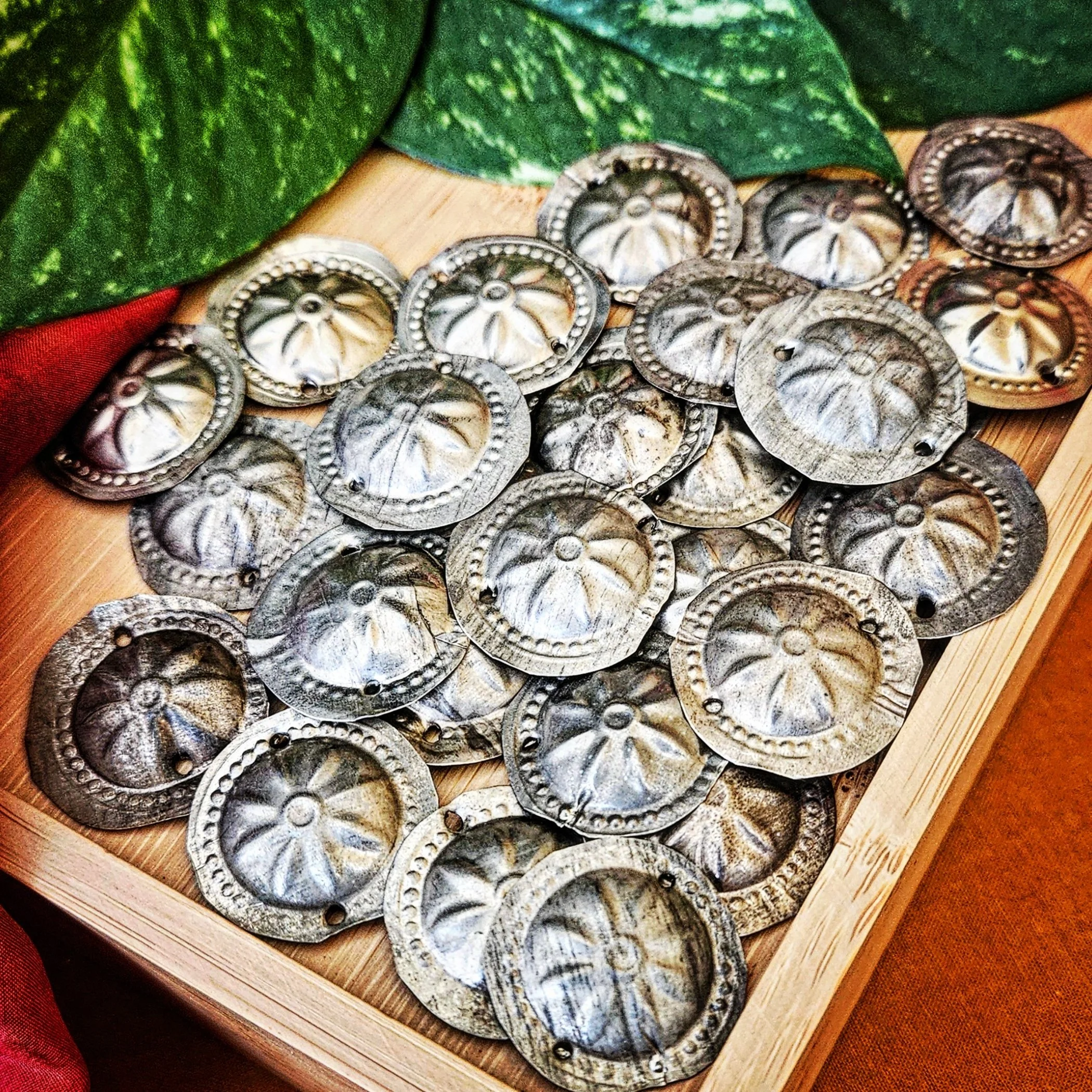 Tribal Amulets - Round Domed Sew-On Components - Belly Dance DIY - 50 Pieces