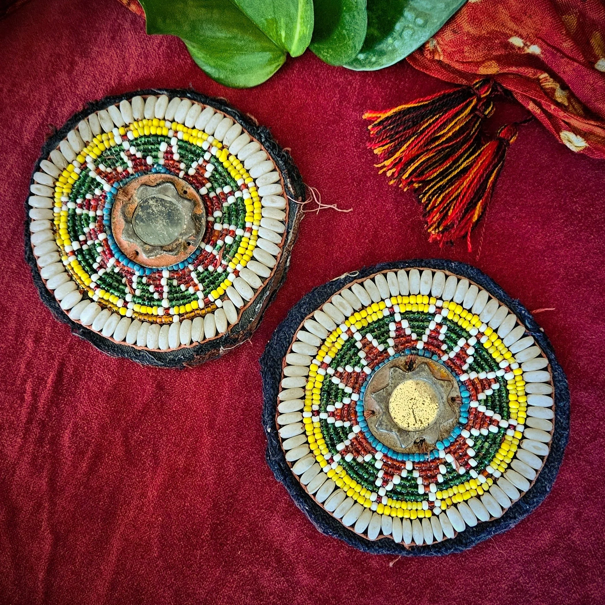 Vintage Medallions -  4.25 Inch Kuchi Bead Disks - Vintage Gul i Peron - Tikka Medallions