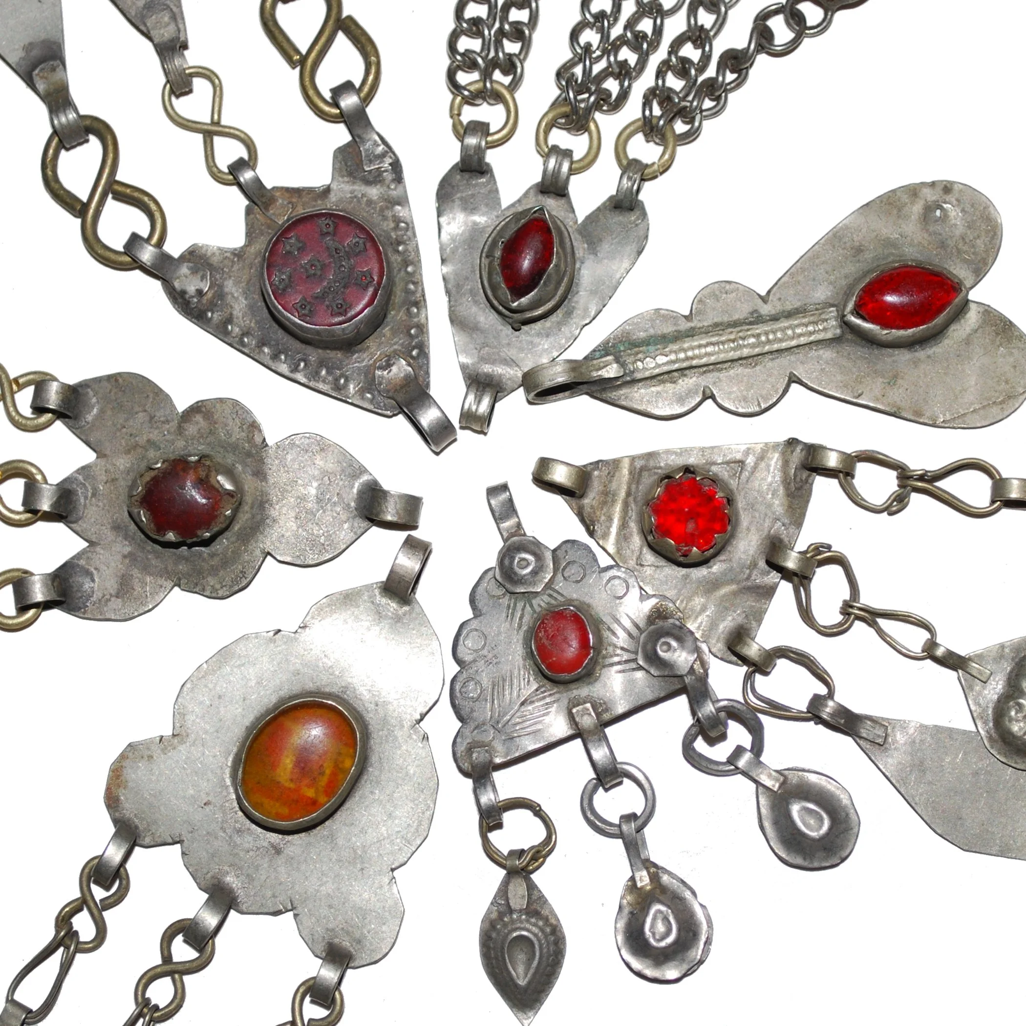 Turkoman Vintage Pendants - 7 Small Tribal Pendants - Belly Dance DIY Small Pendants