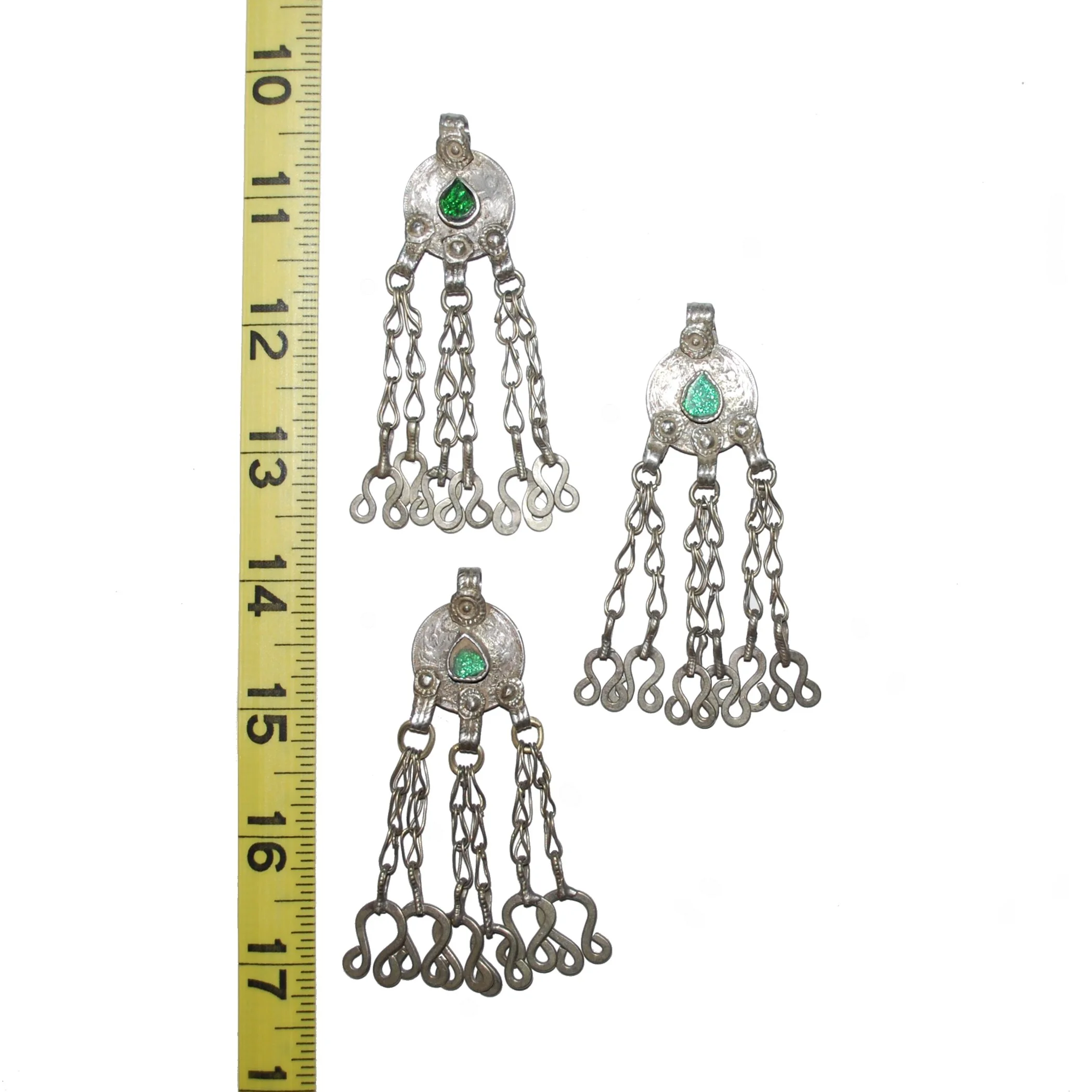 Vintage Kuchi Coin Pendants - Green Jewels - Knot Dangles - Belly Dance DIY