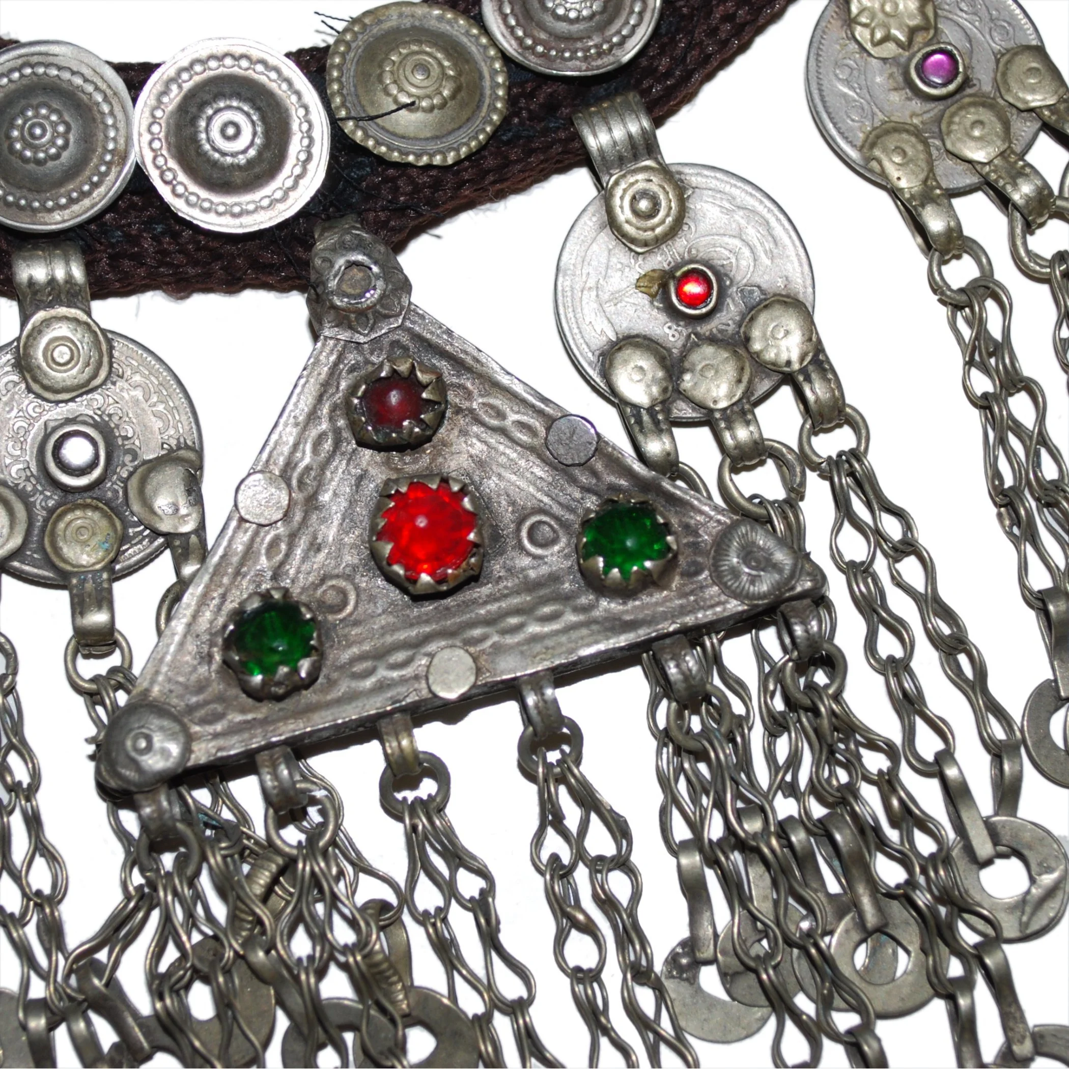 Belly Dance Necklace with Jingle Coins - Kuchi Vintage Triangle Pendant