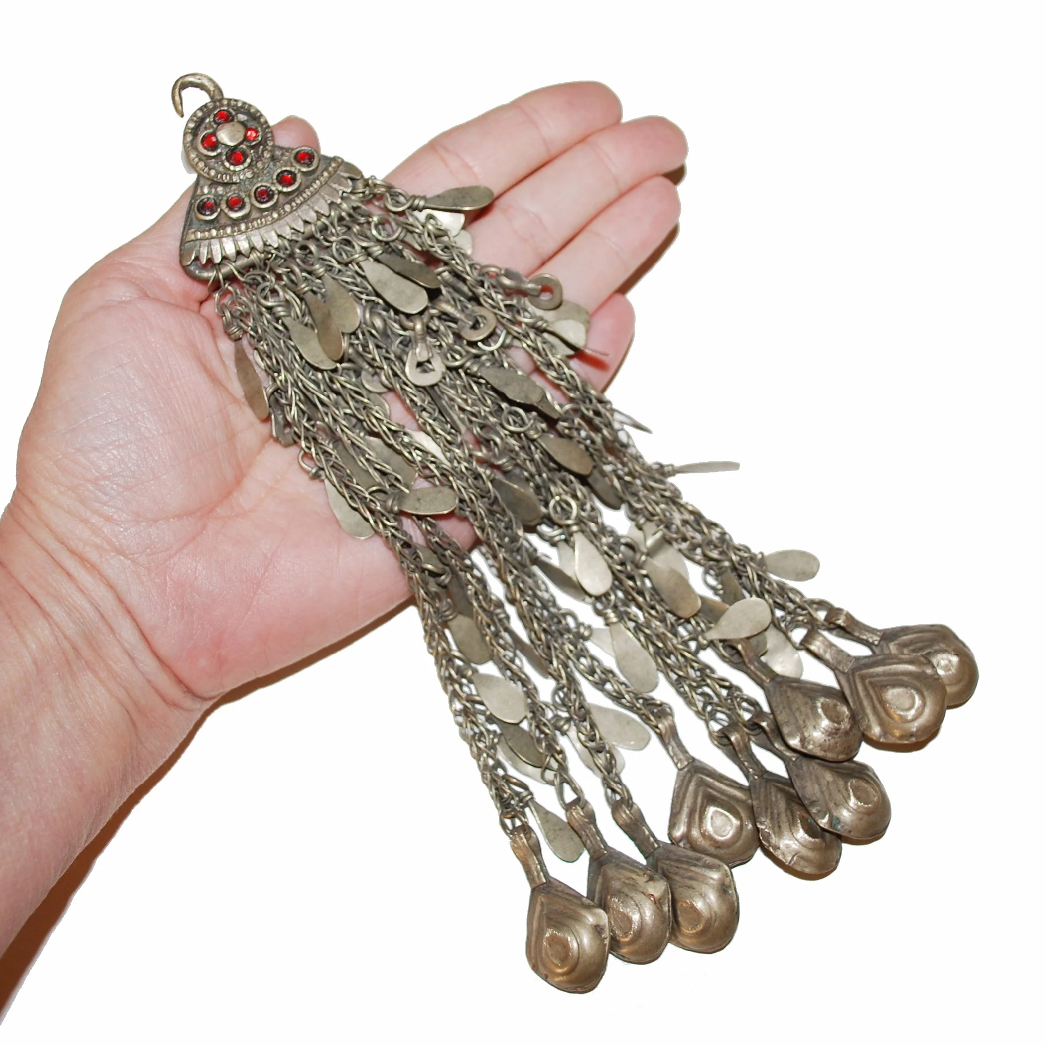Vintage Kuchi Long Pendant - Huge Hollow Dangles - Belly Dance DIY