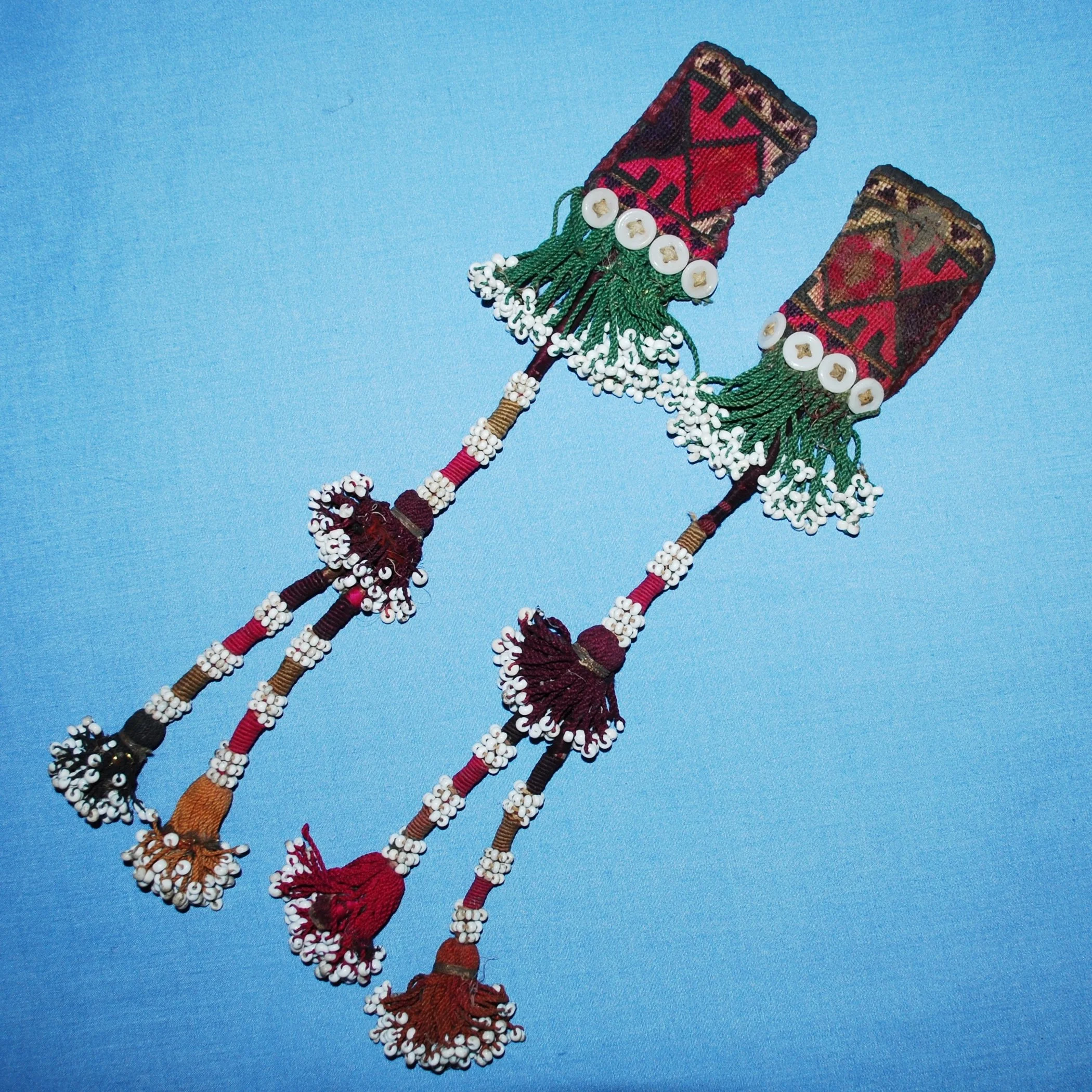 Vintage Central Asian Tassels Set - Vintage Silk / Cotton Tribal Tassels - Belly Dance