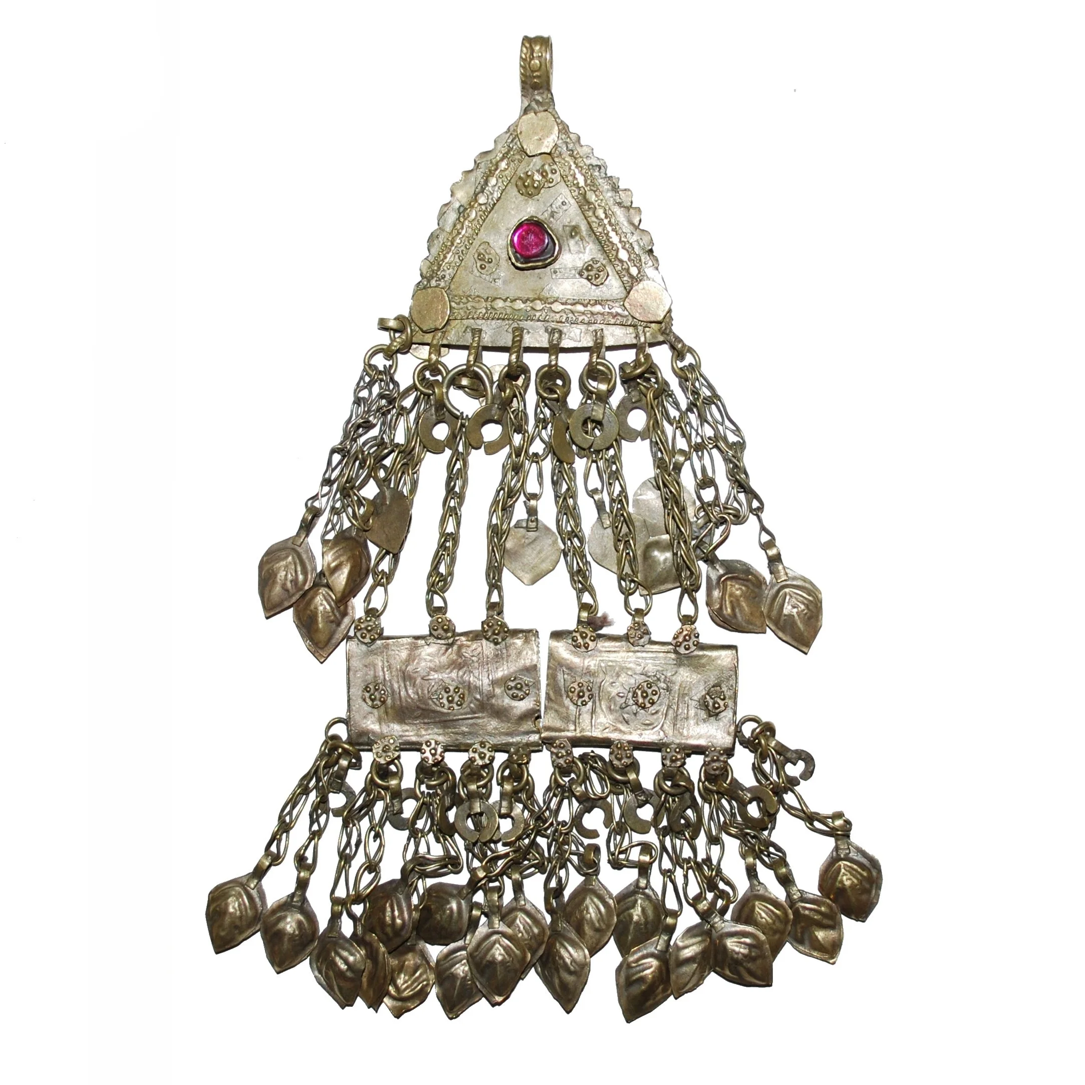 Vintage Kuchi Pendant - Single Kuchi Pendant with Hollow Dangles - Belly Dance