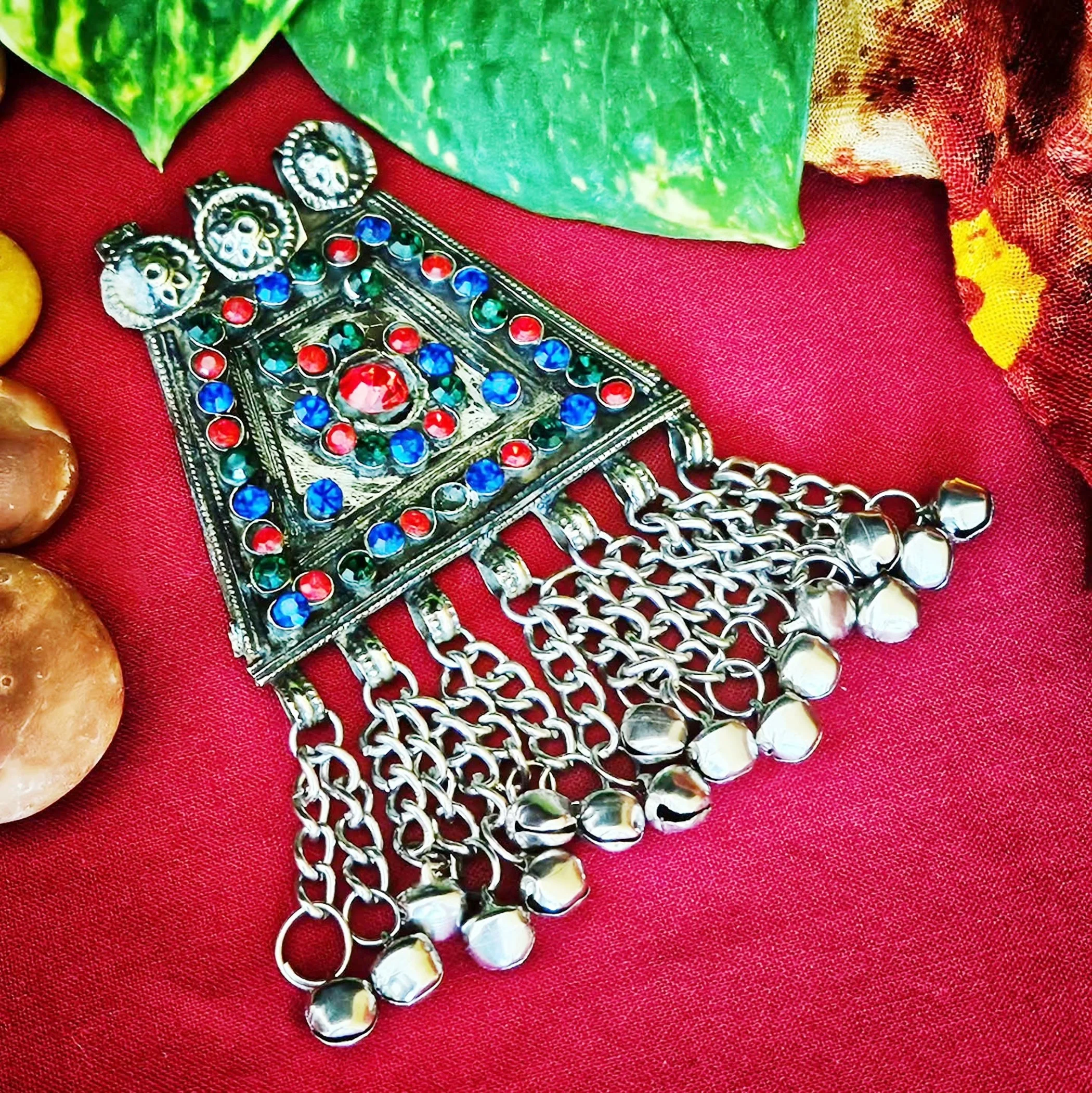 Tribal Pendant - Vintage Kuchi Trapezoid Pendant - Belly Dance Jewel Pendant