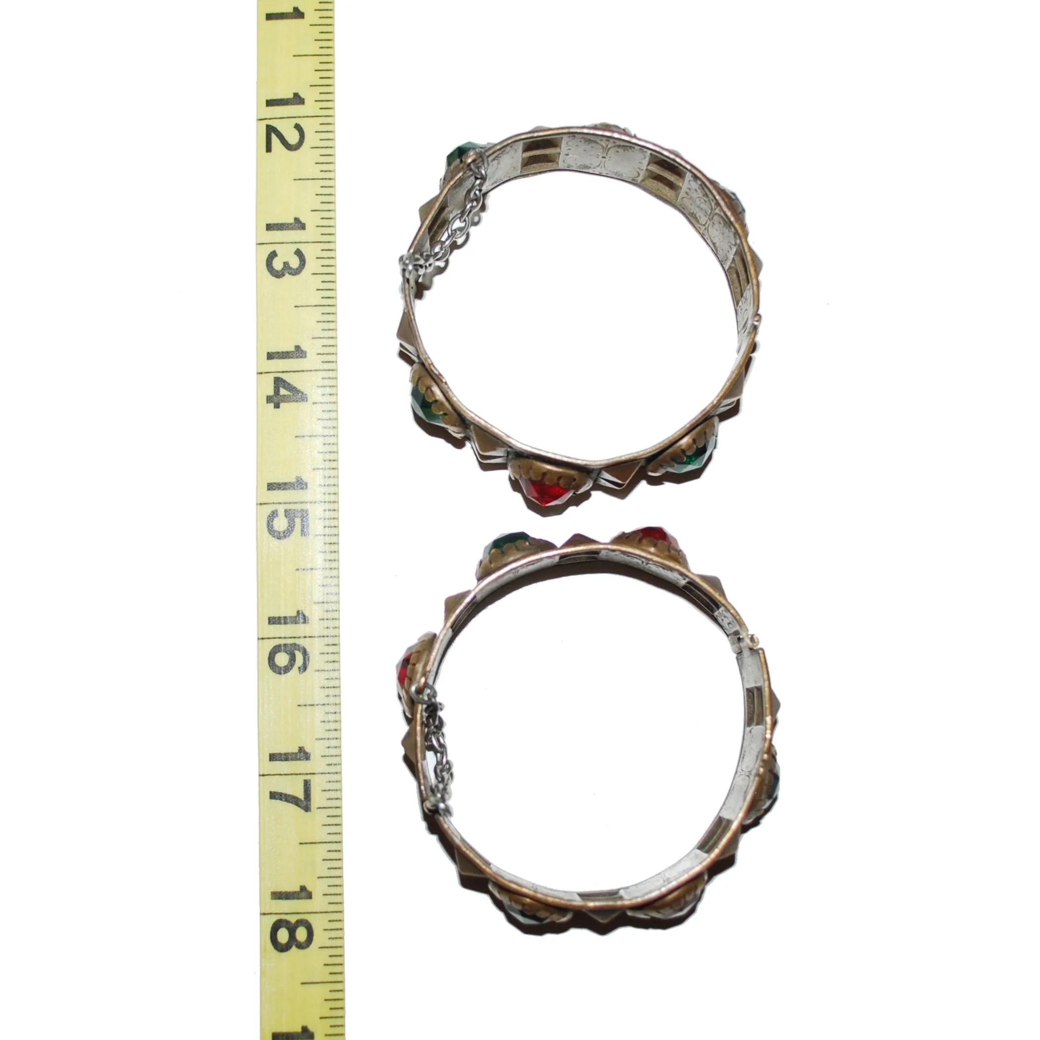 Berber Bracelets PAIR - Matched Bronzy Pair with Jewels - Belly Dance Bracelets