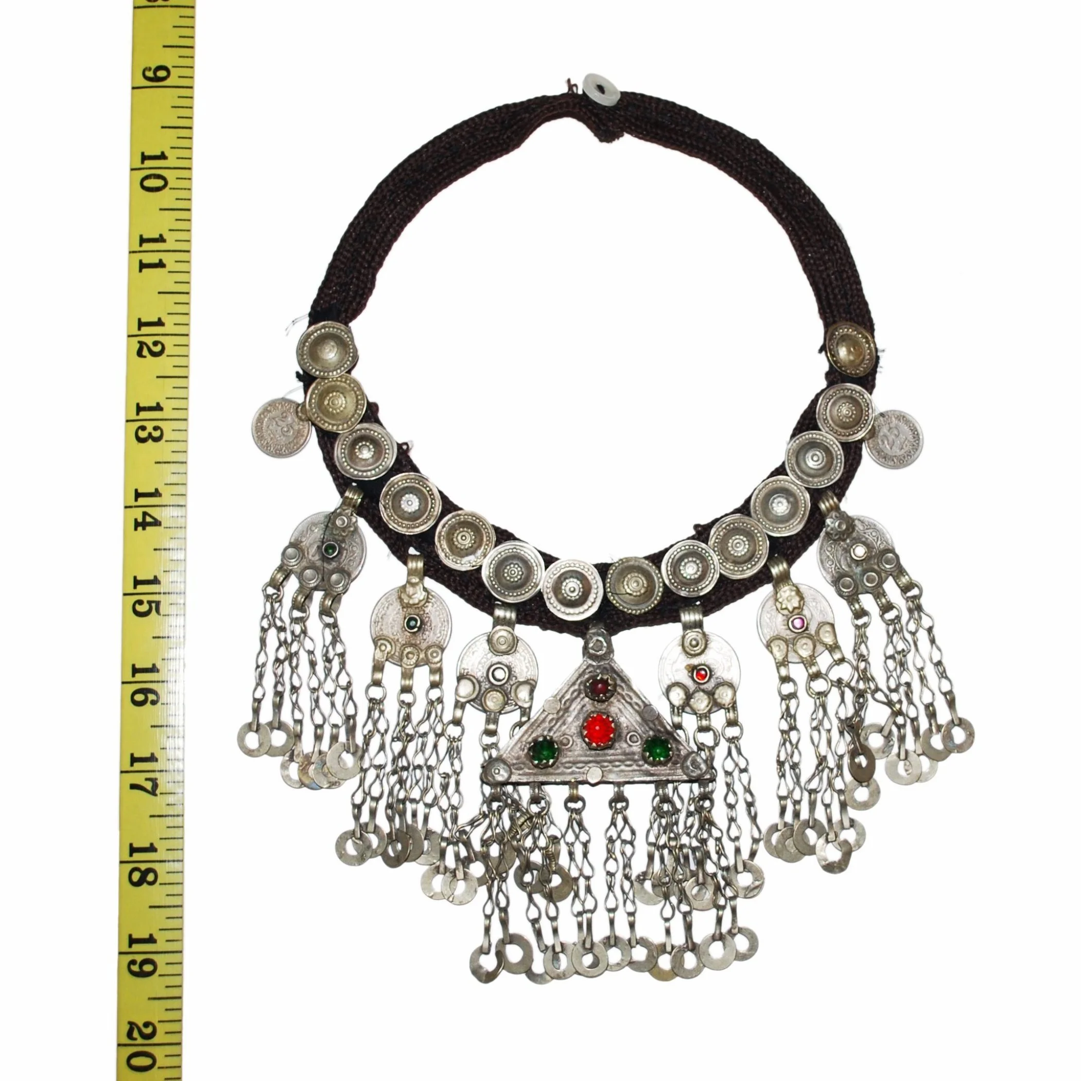 Belly Dance Necklace with Jingle Coins - Kuchi Vintage Triangle Pendant