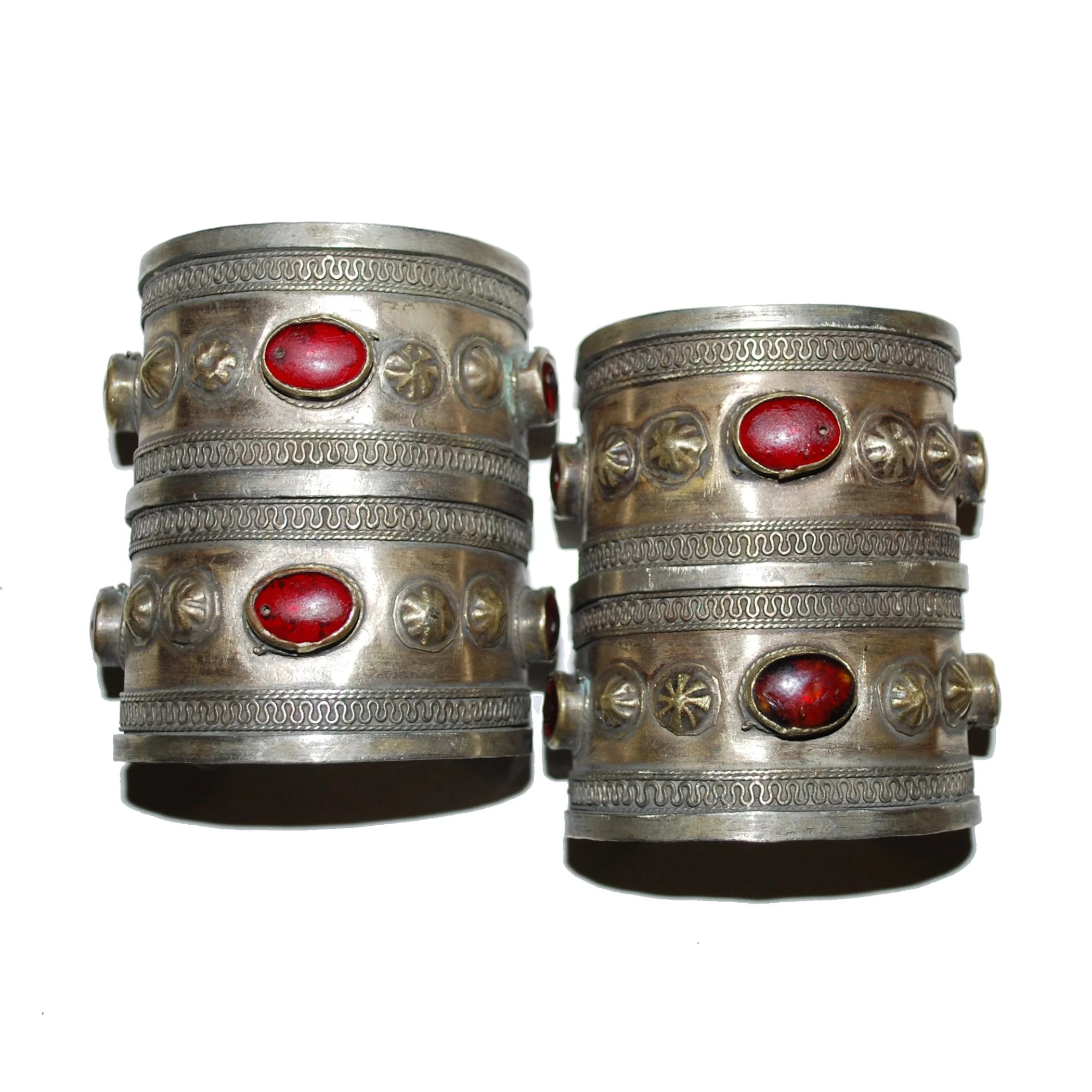 Turkoman Cuff Bracelets PAIR - Turkmen Bilezik Tribal Bracelets - Jeweled Cuffs