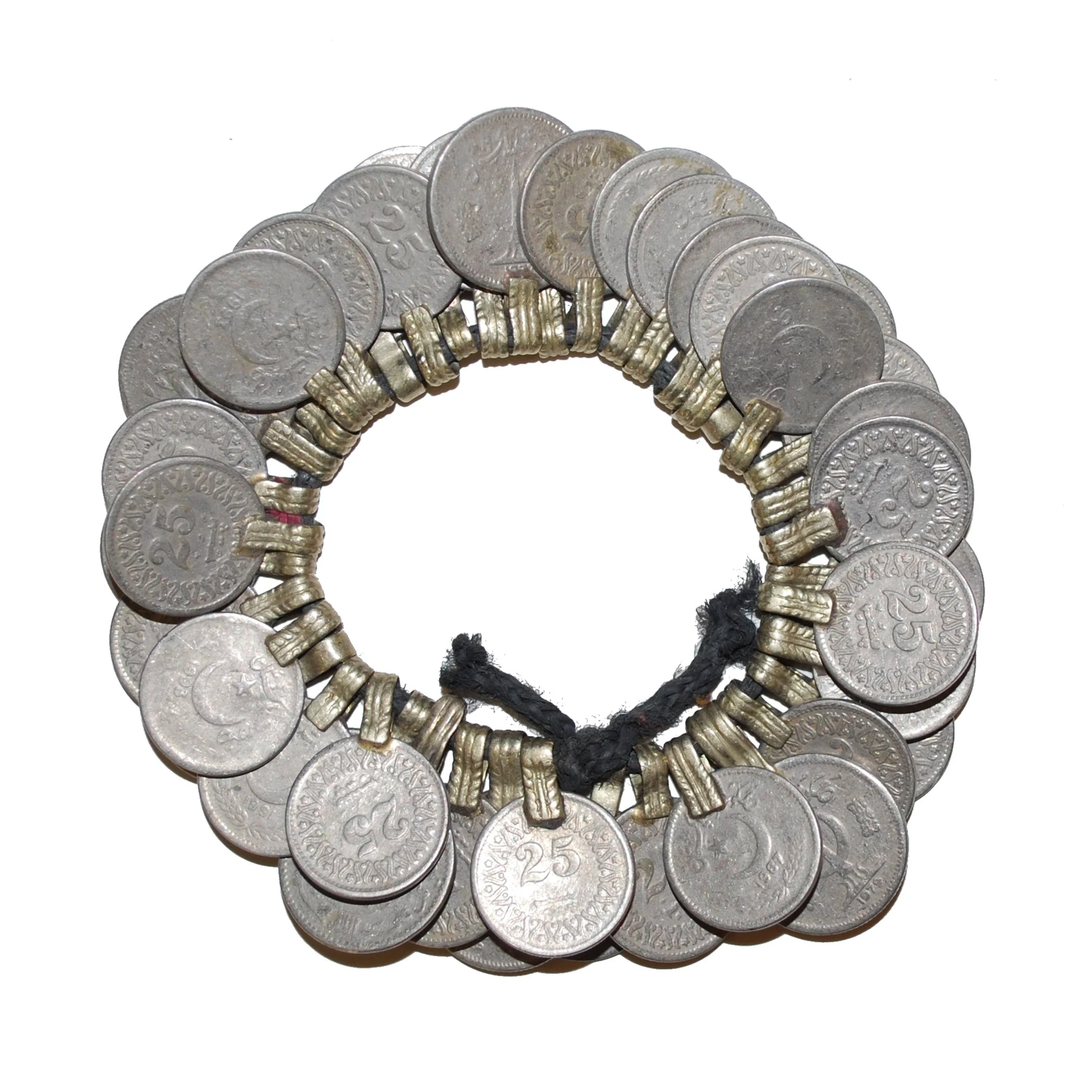 Vintage Kuchi Coins - 42 Small Tribal Coins - Belly Dance DIY Coins on String