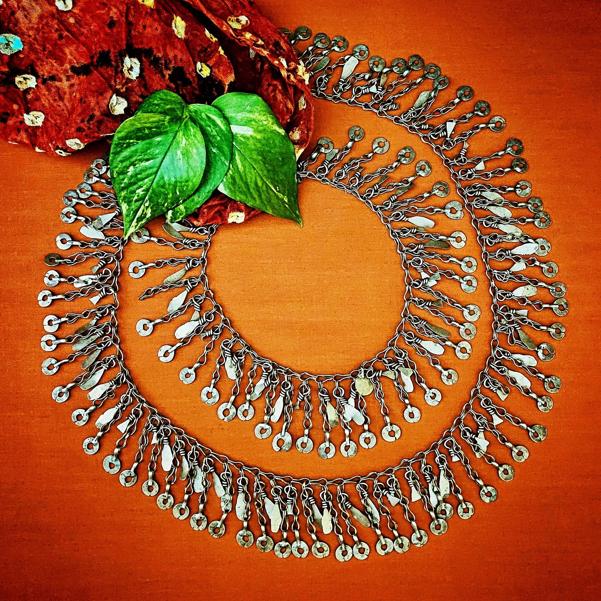 Vintage Kuchi Chain Fringe - Two Pieces Matching Chain Fringe - Belly Dance DIY