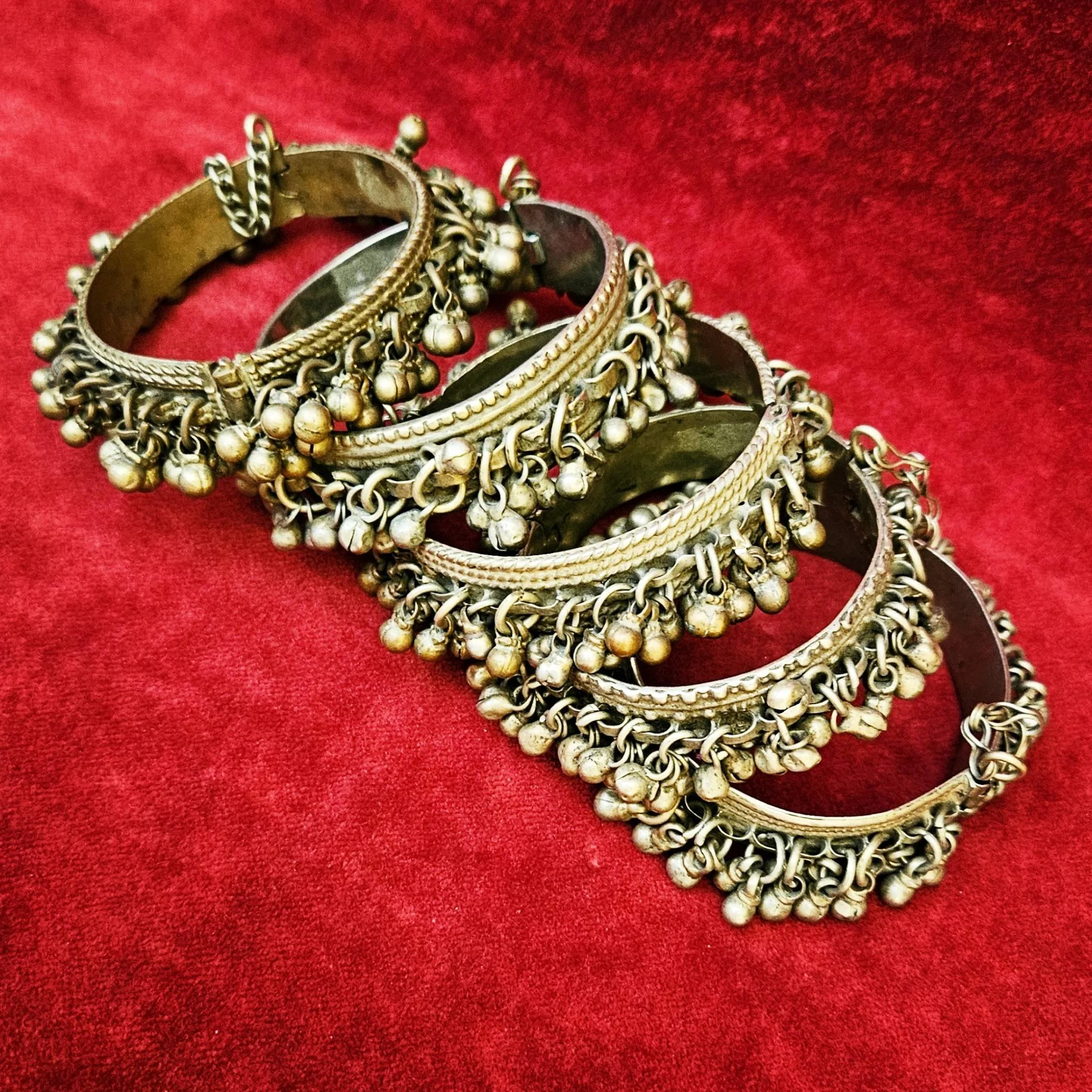 Five Kuchi Bell Bracelets - Vintage Tribal Bracelets - Belly Dance Wholesale / Discount Lot