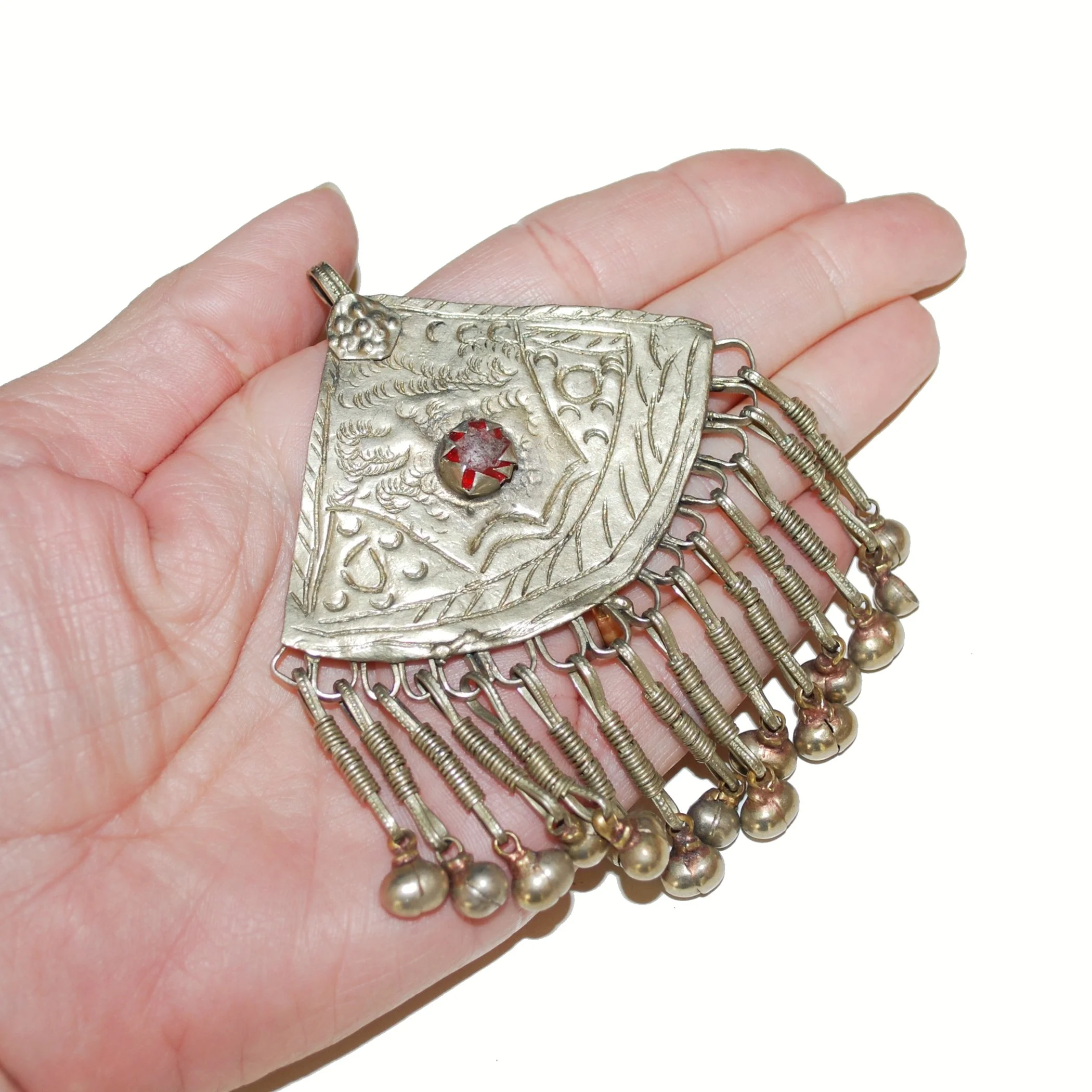 Vintage Kashmiri Pendant - Tribal Pendant for Belly Dance Costuming