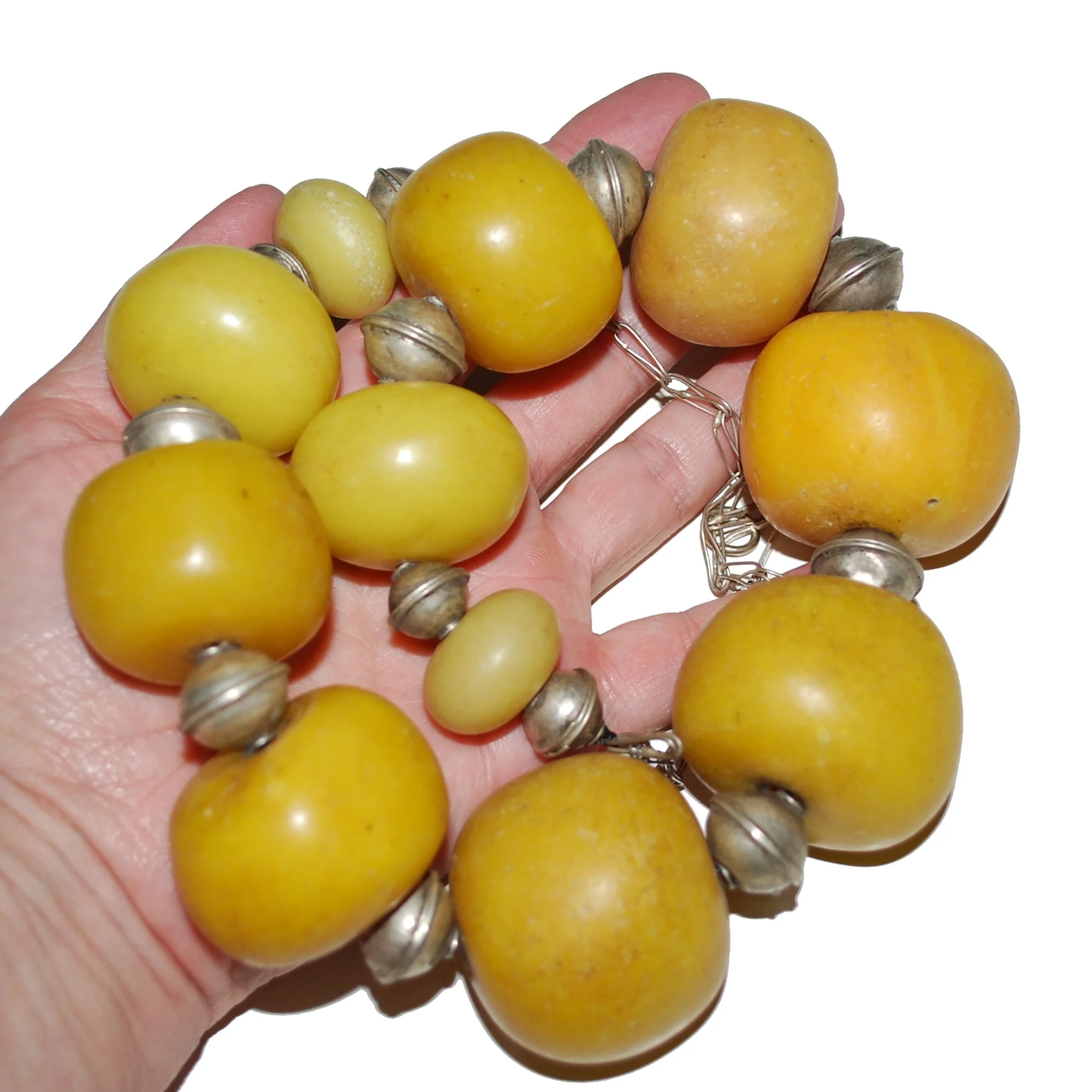 Moroccan Necklace - Berber Copal and Metal Beads Necklace - Amazigh