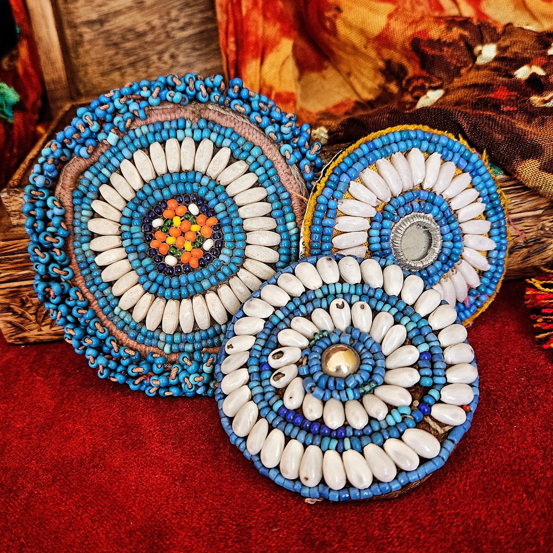 Kuchi Medallions Lot of  3 Pieces -  Vintage Gul - Small Medallions Patches - Belly Dance