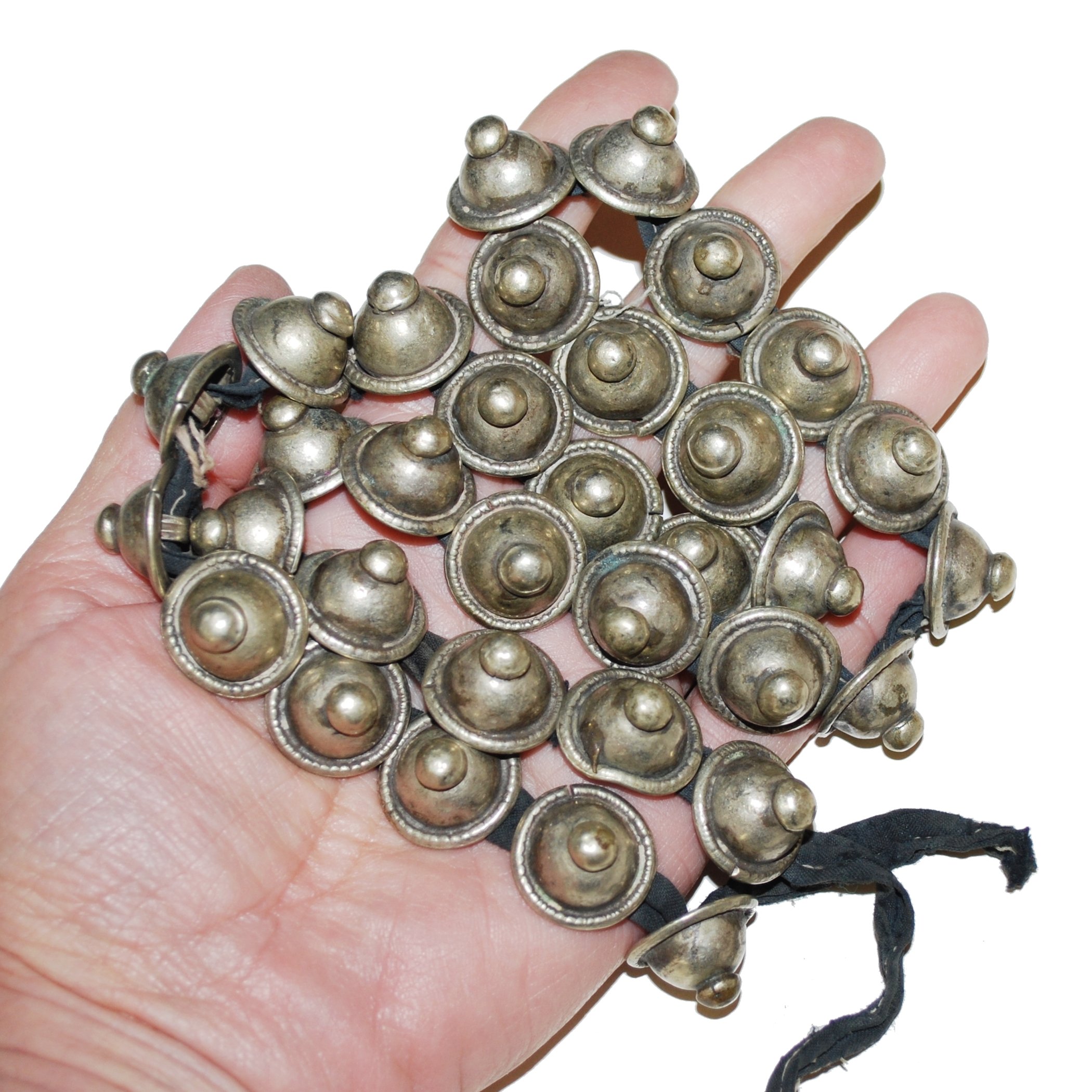 Vintage Turkoman Buttons on Cord - 33 Vintage Tribal Buttons - Belly Dance DIY