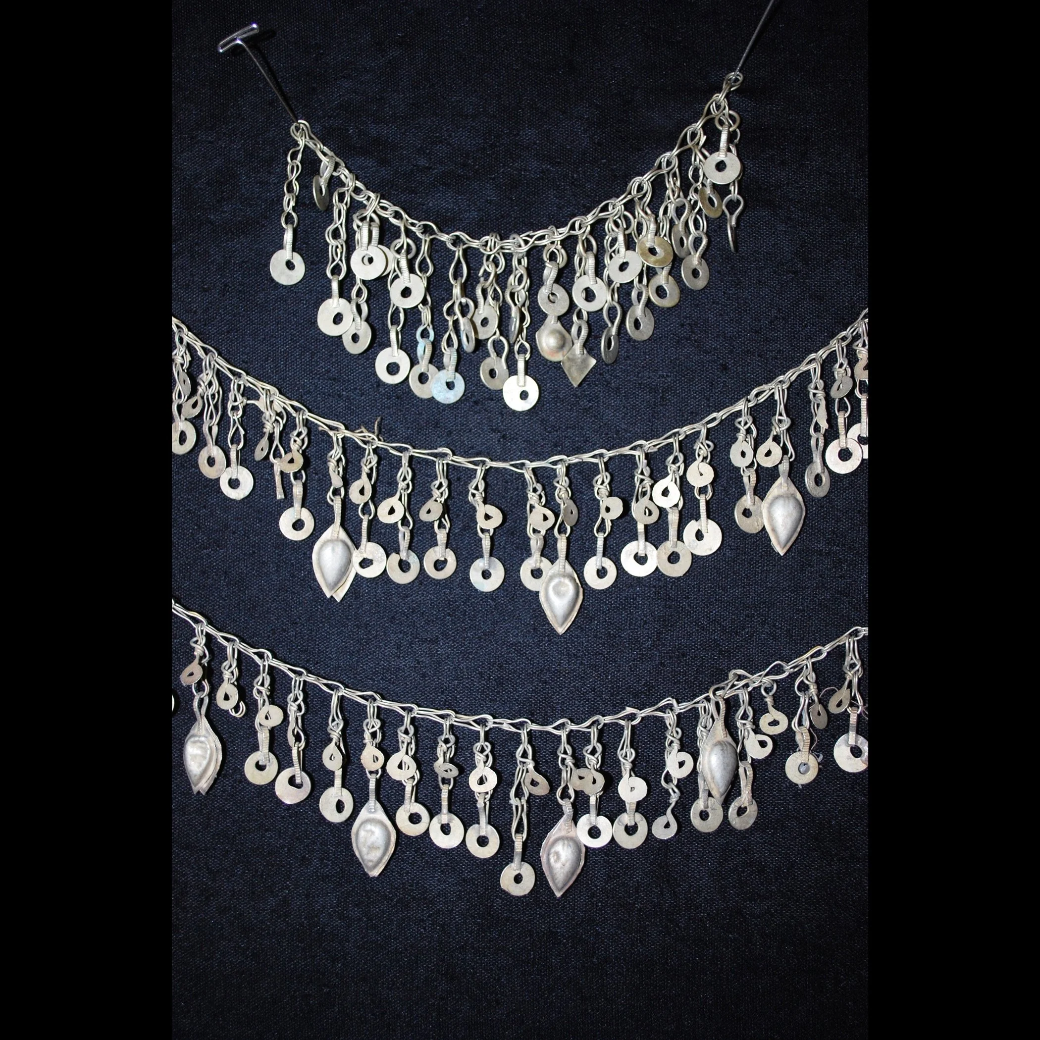 Kuchi Chain Fringe Vintage - Three Pieces - Tribal Chain Fringe for  Belly Dance - Total 46 Inches