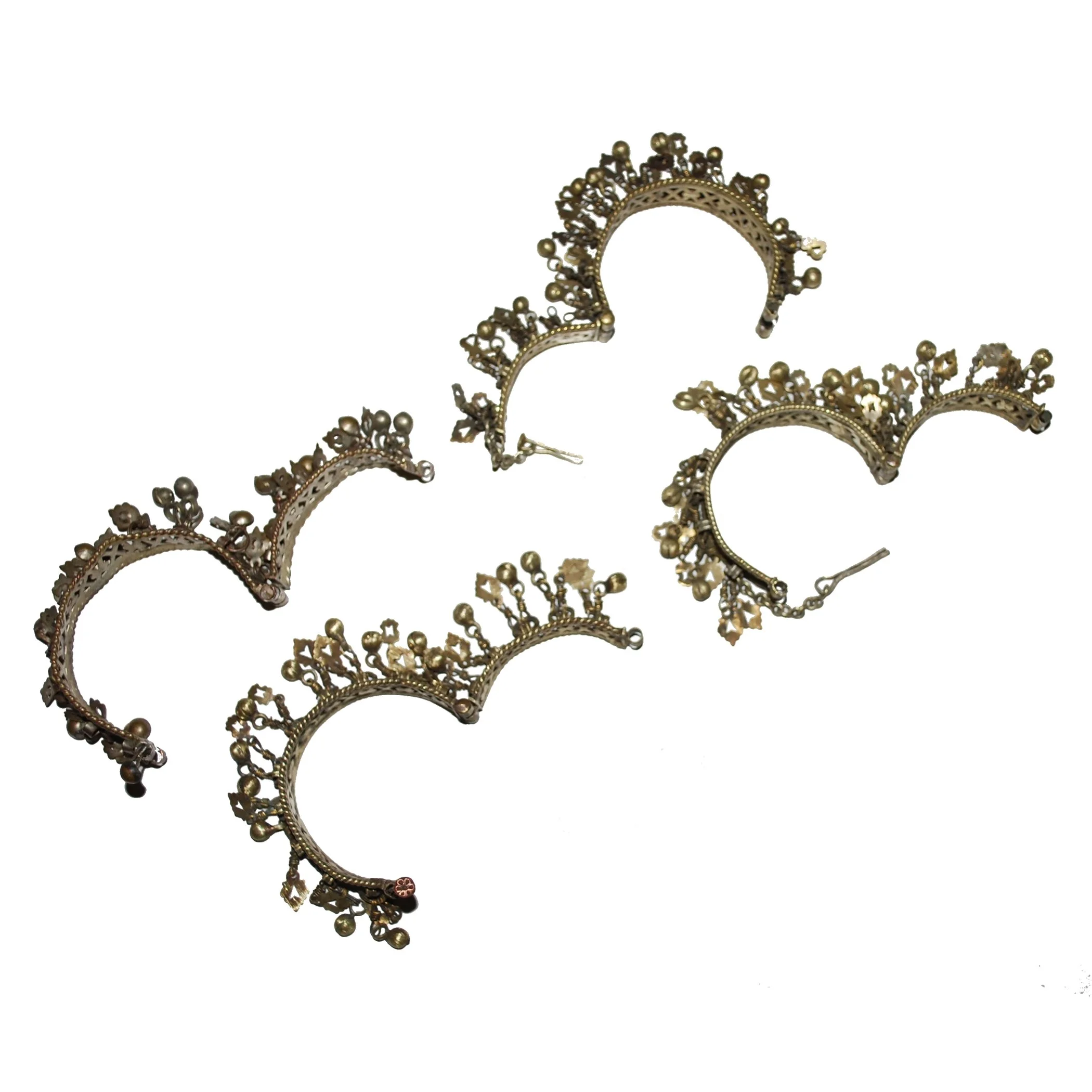 Four Kashmiri Jingle Bracelets - Brassy Dangle Bracelets - Belly Dance Wholesale / Discount Lot