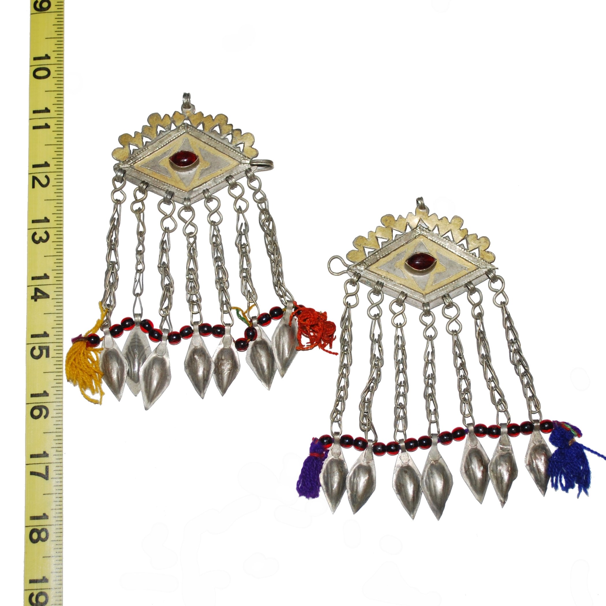 Vintage Pair of Turkoman Doonbajik Pendants - Turkmen Gold Washed PAIR