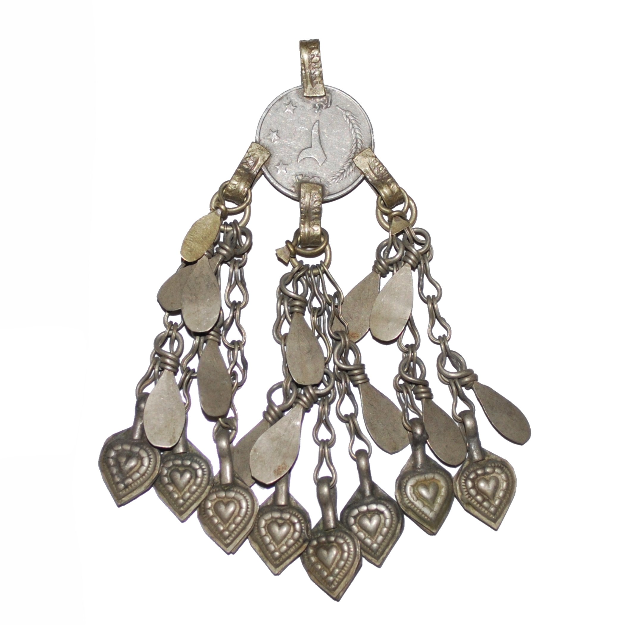 Kuchi Jingle Coin Pendant - Kuchi Belly Dance DIY - Hollow Heart Dangles