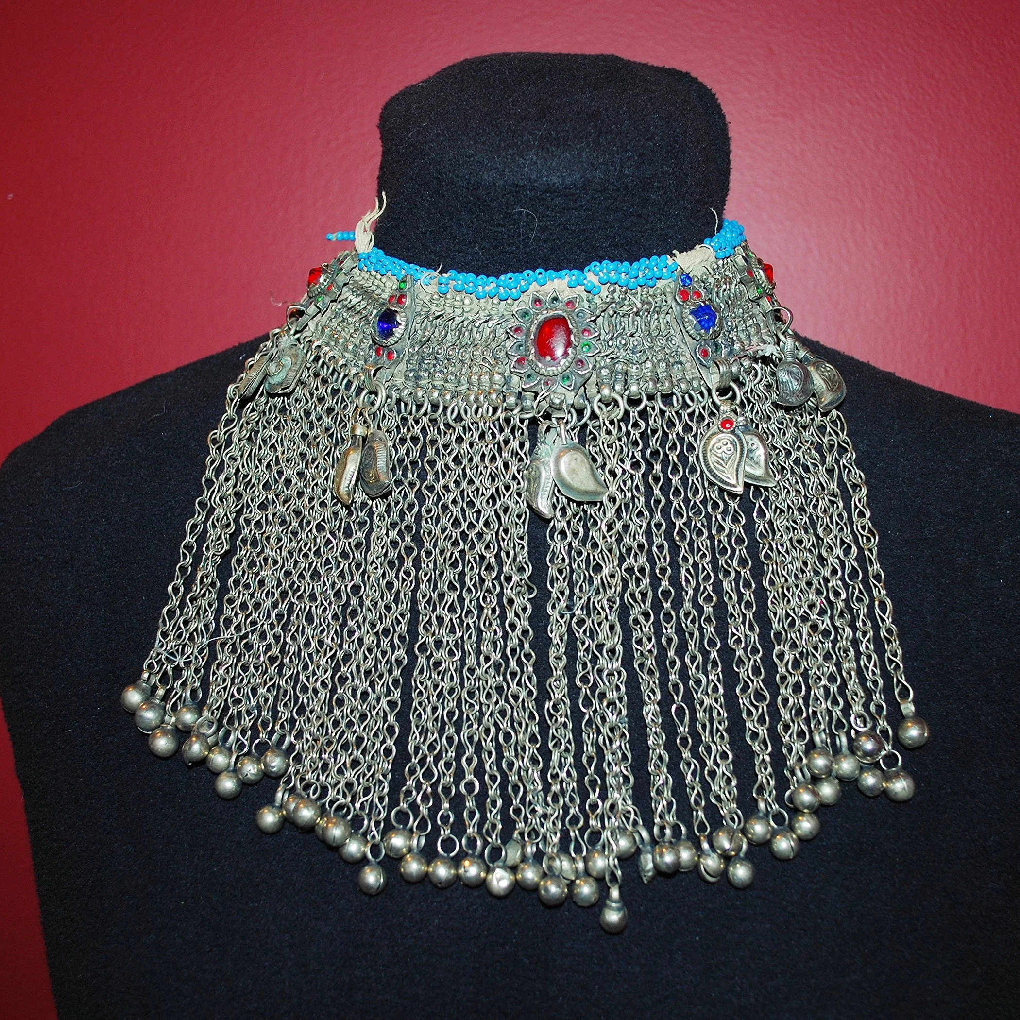 Vintage Waziri Necklace - Tribal Belly Dance Choker - Bells Jewels