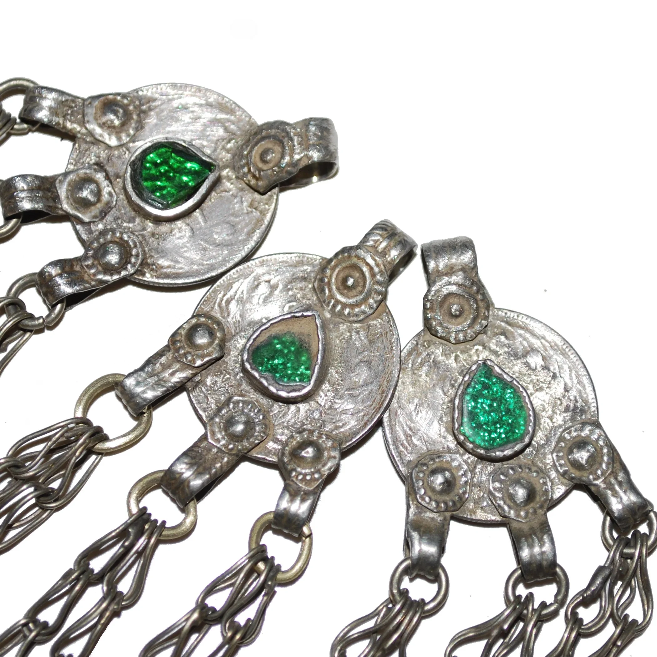 Vintage Kuchi Coin Pendants - Green Jewels - Knot Dangles - Belly Dance DIY