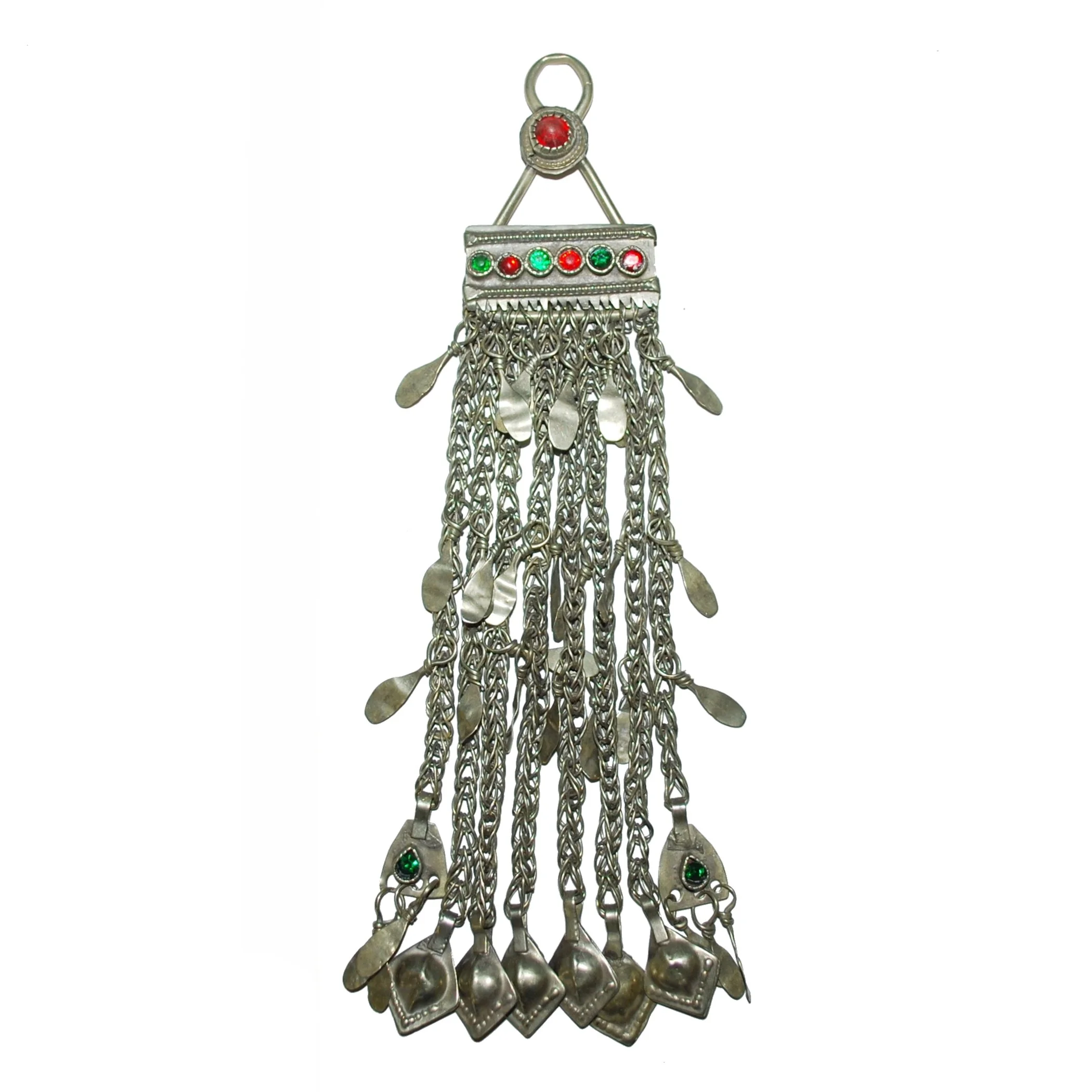 Vintage Kuchi Long Pendant - Long Chains Large Hollow Dangles - Belly Dance DIY
