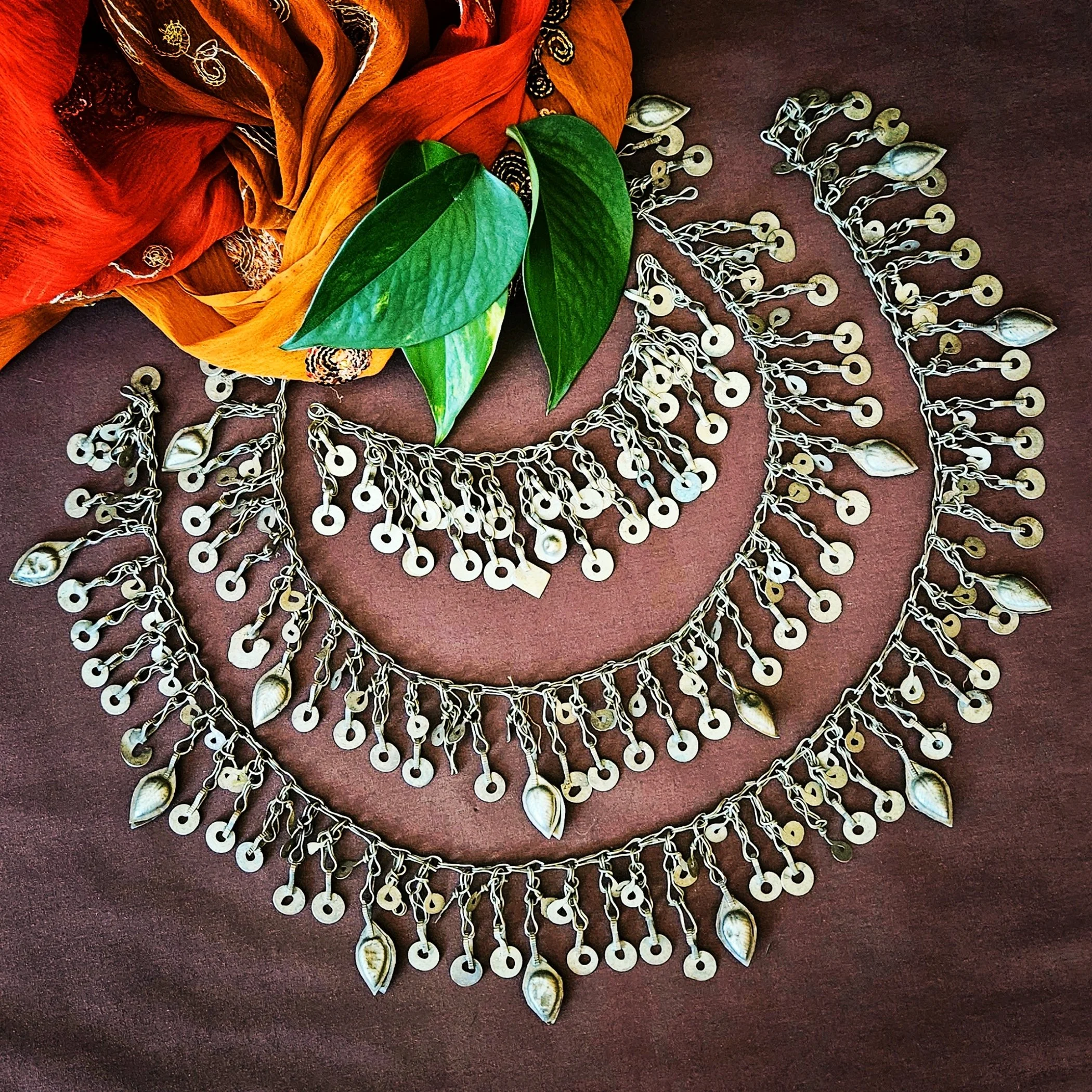 Kuchi Chain Fringe Vintage - Three Pieces - Tribal Chain Fringe for  Belly Dance - Total 46 Inches