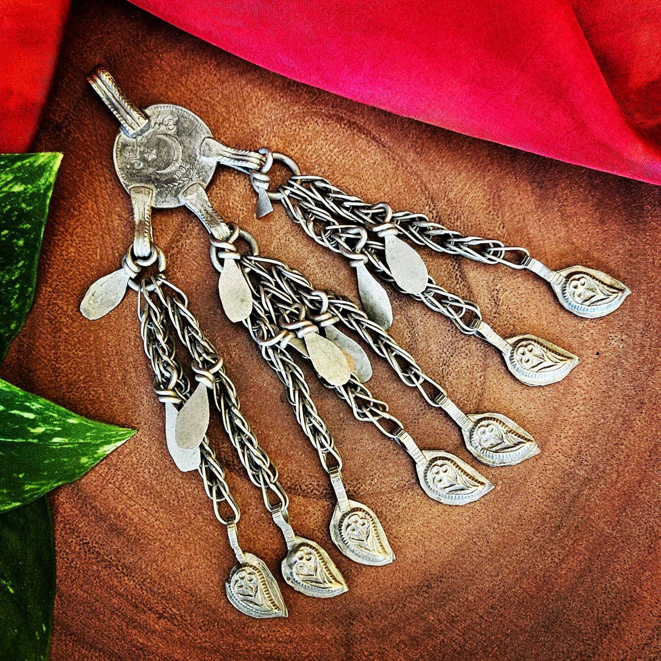 Kuchi Jingle Coin Pendant with Hollow Heart Dangles - Kuchi Belly Dance DIY